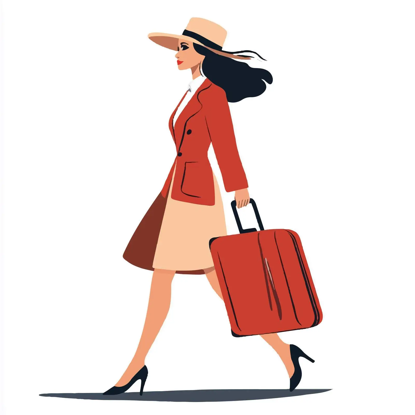 Elegant Business Woman with Suitcase Vector Art — free download from Dotvec