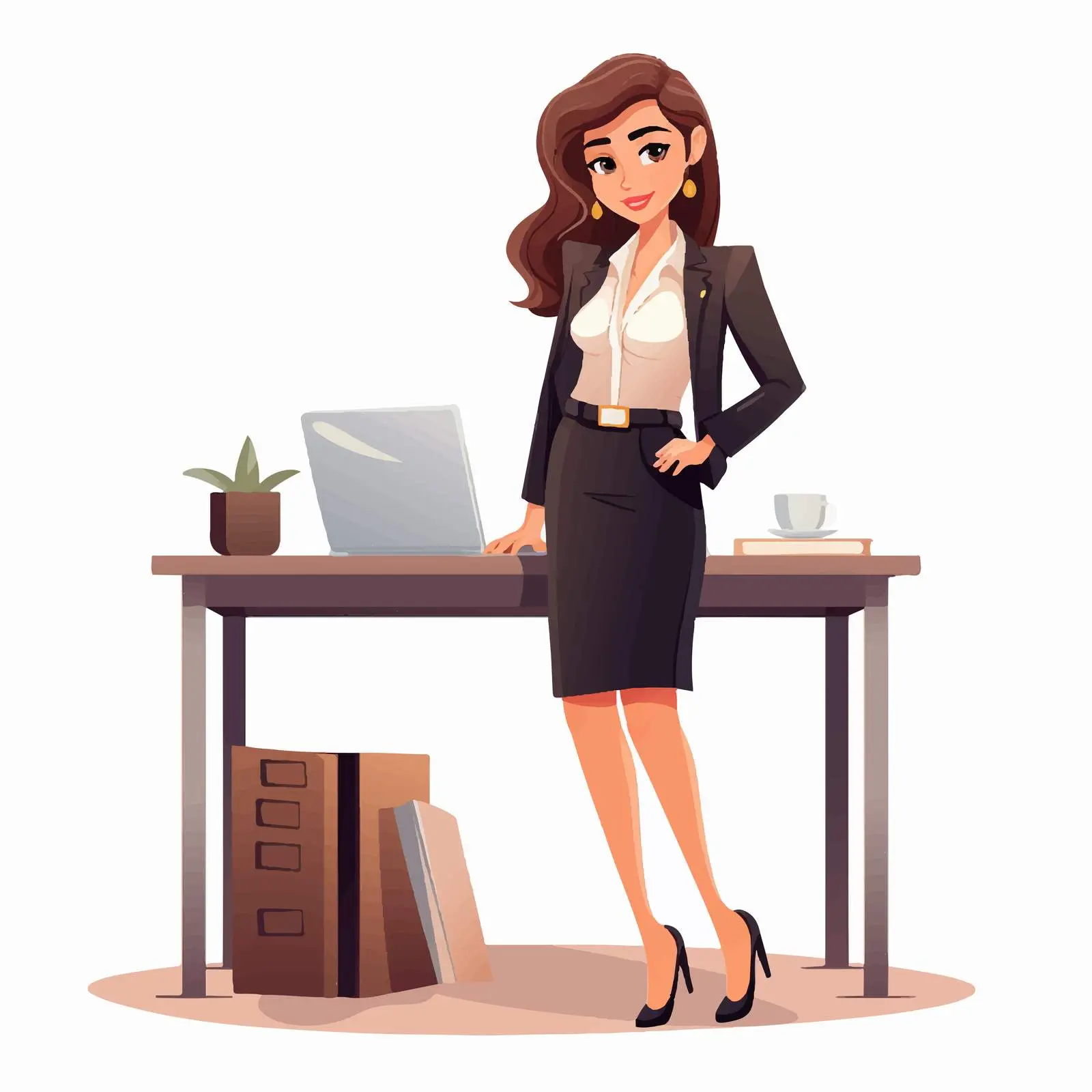 Elegant Businesswoman in Office Cartoon Vector — free download from Dotvec