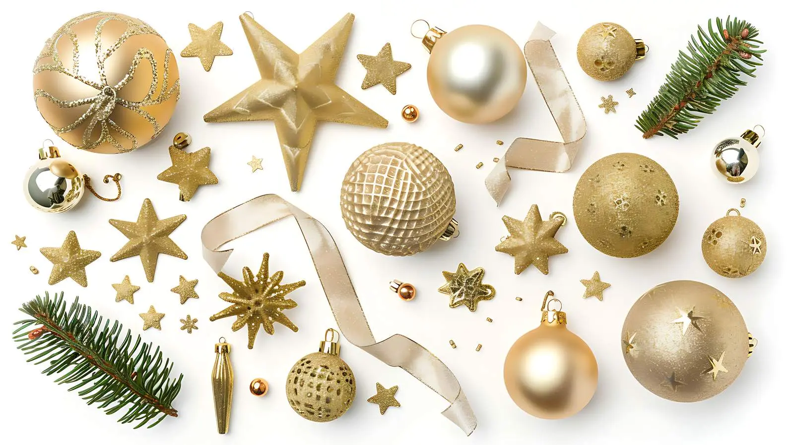 Elegant Gold Christmas Tree Decoration Arrangement — free download from Dotvec