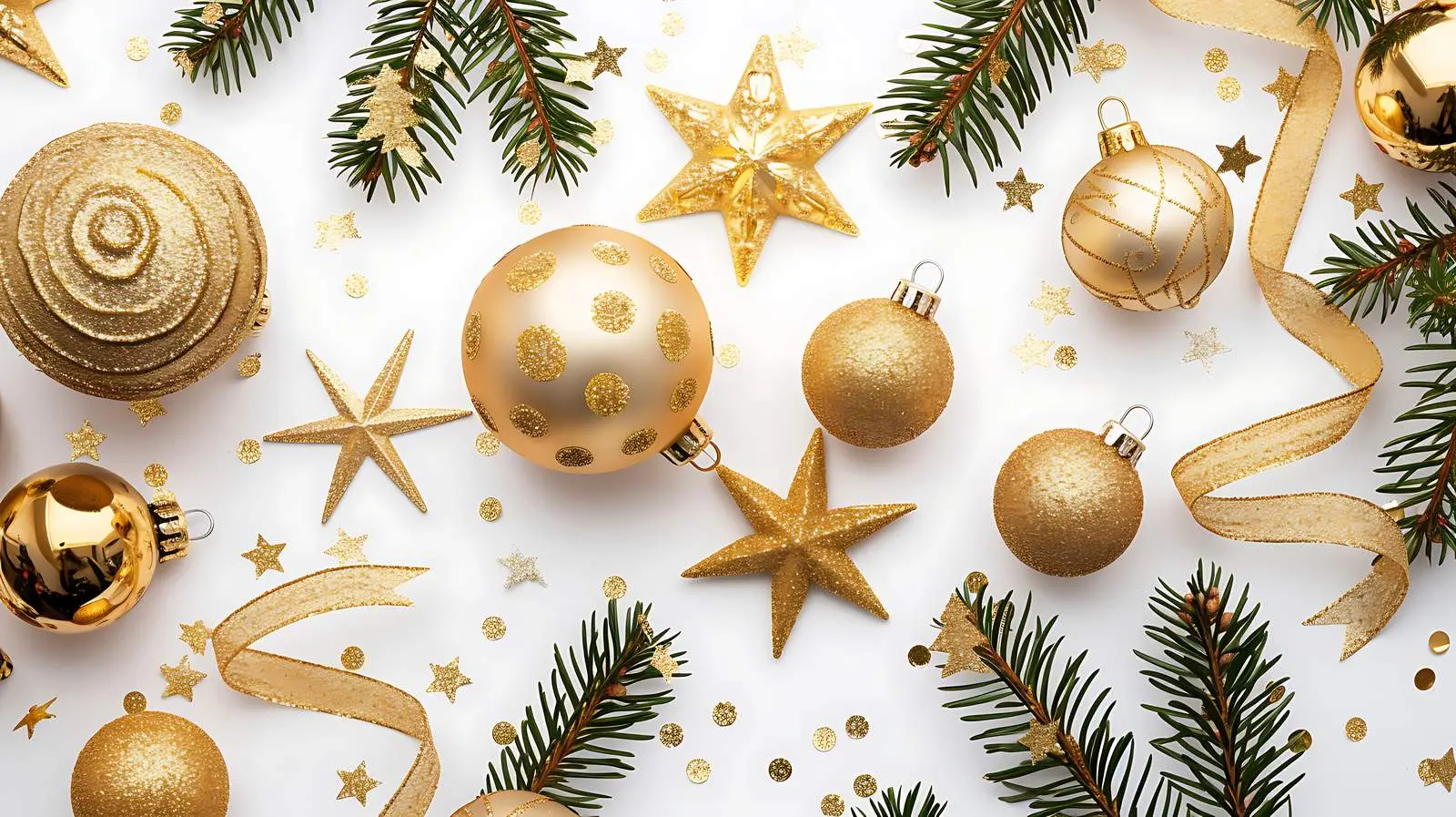 Elegant Gold Christmas Tree Decorations Composition – free golden accents image from Dotvec
