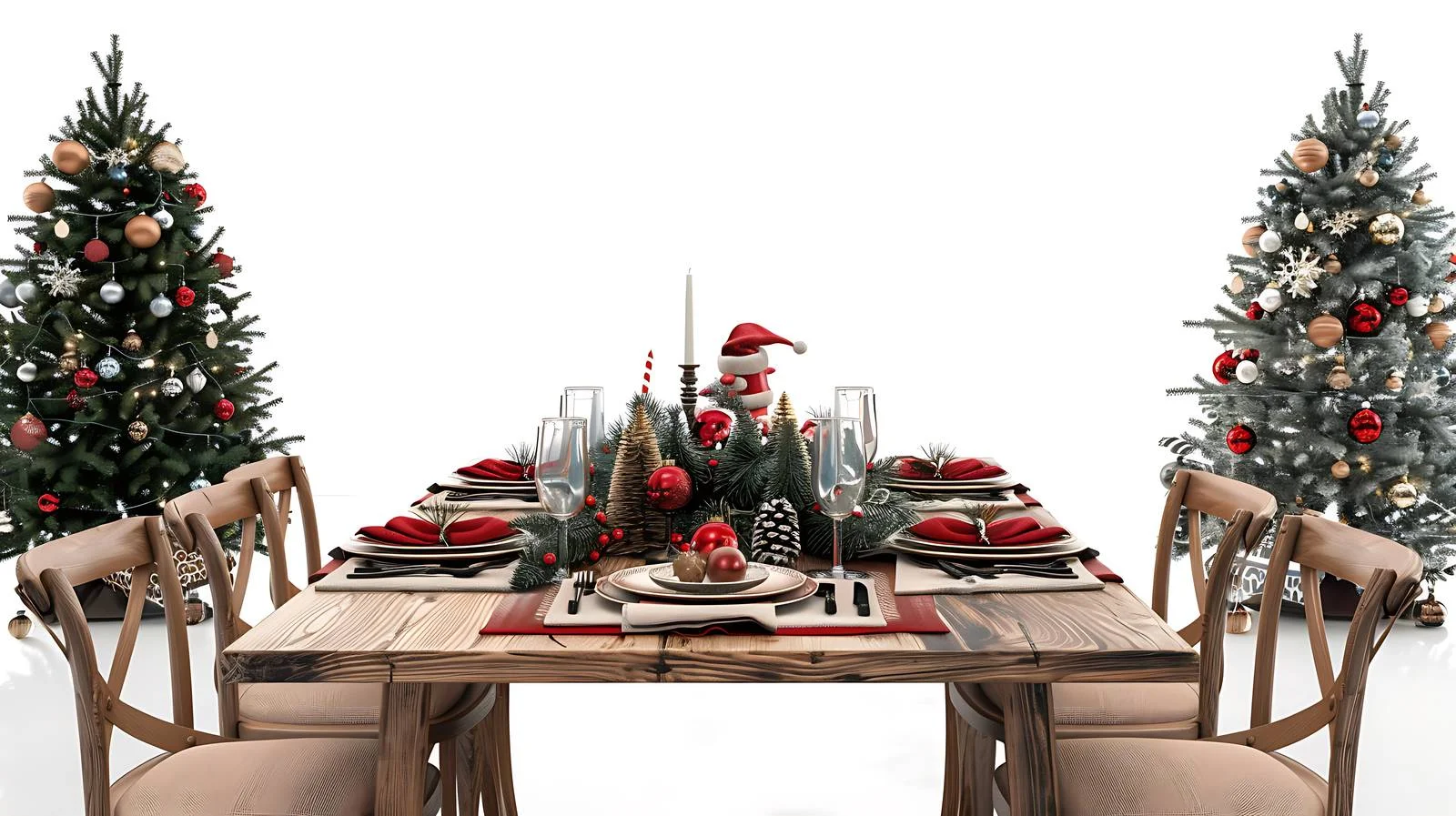 Sophisticated Festive Dining Setup on Wooden Table — free download from Dotvec
