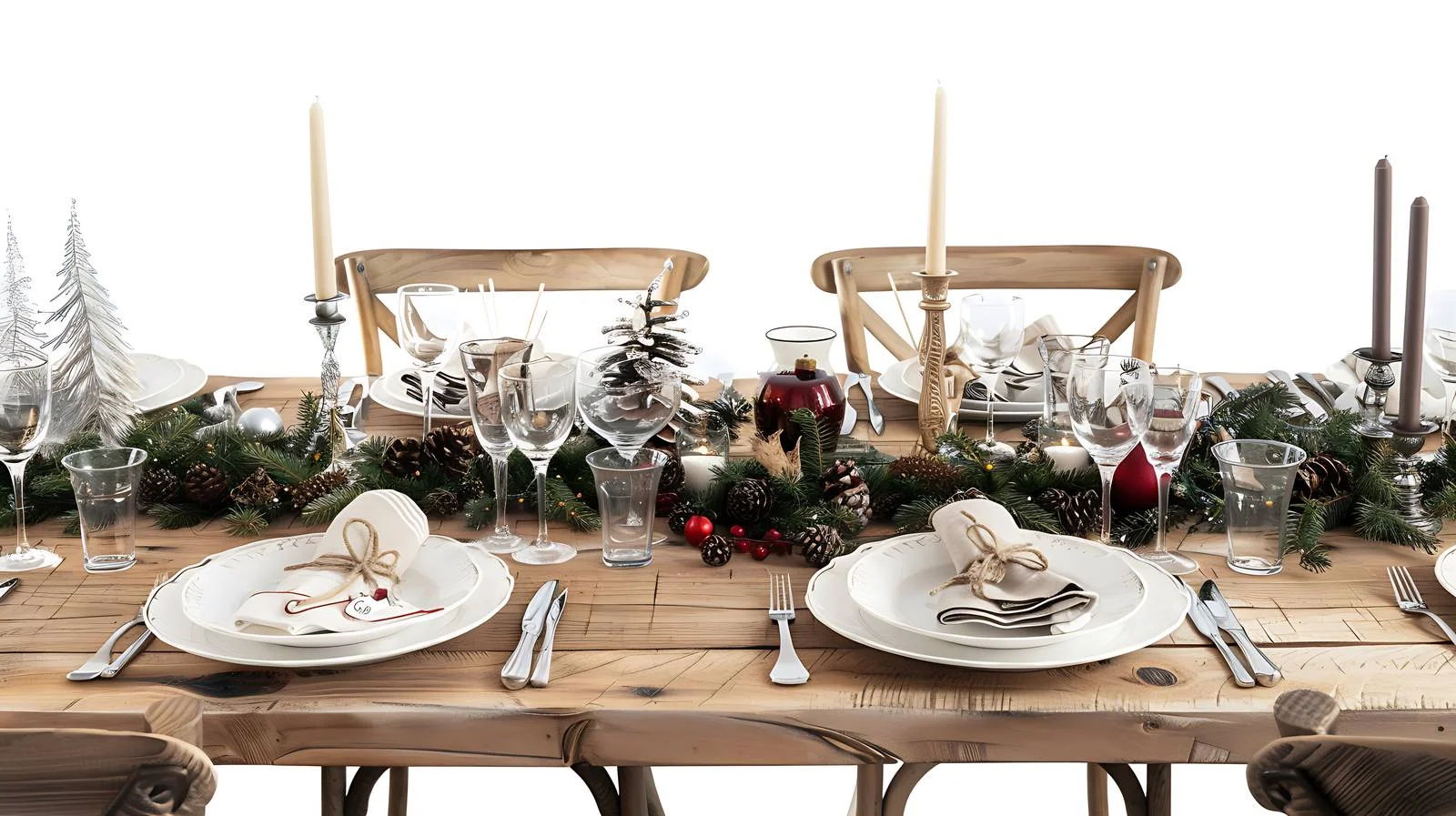 Festive Holiday Dining Setting on Wooden Table — free download from Dotvec