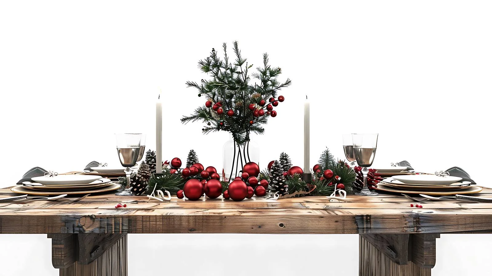 Sophisticated Holiday Dining on Wooden Table — free download from Dotvec