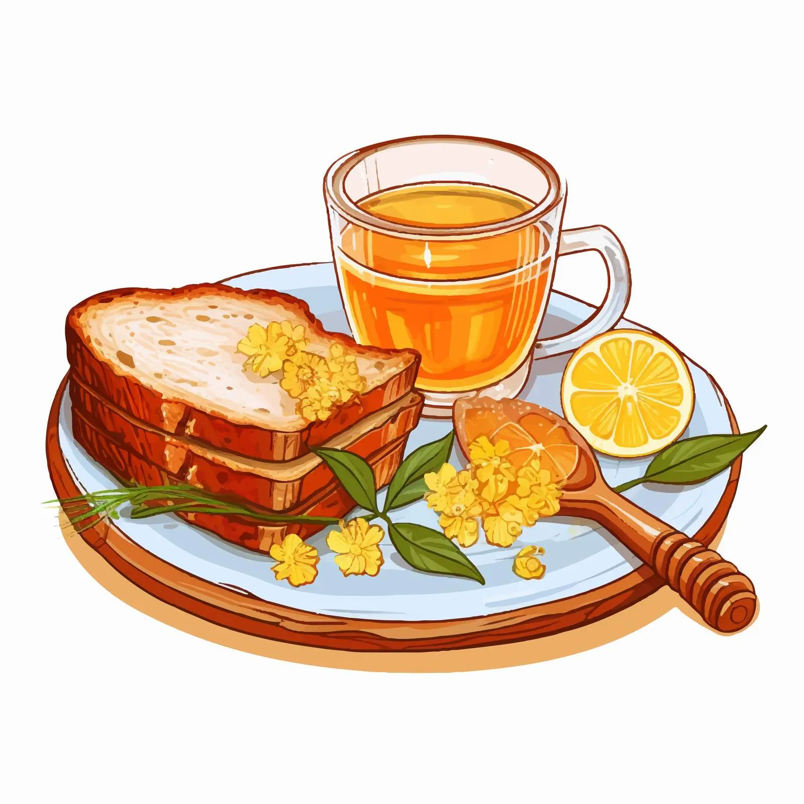 Elegant Honey Barrel on Bread Illustration — free download from Dotvec