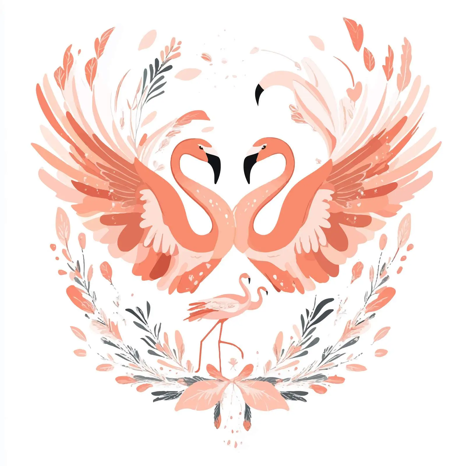 Elegant Family of Flamingo Birds Illustration — free download from Dotvec