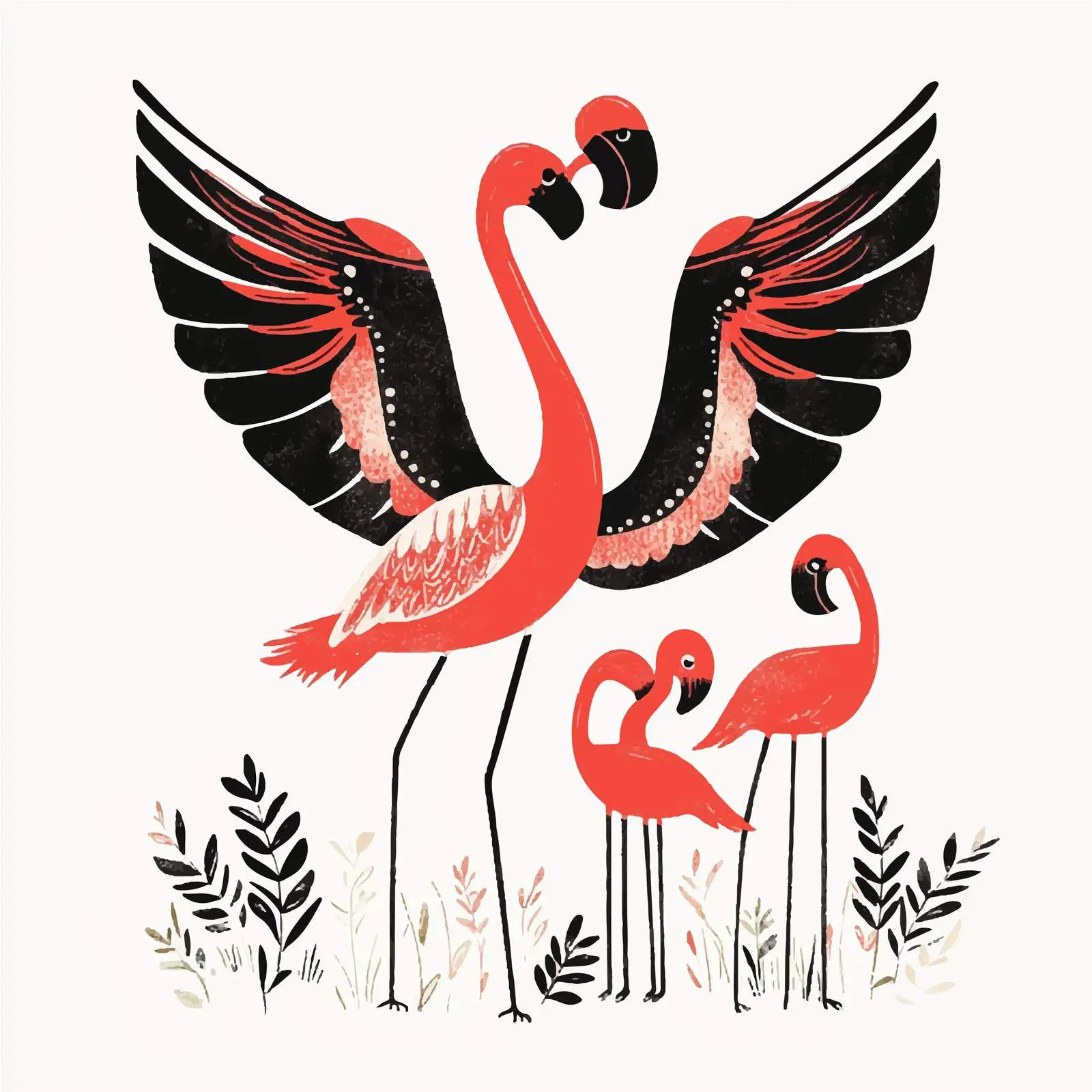 Elegant Flamingo Family Centered Composition — free download from Dotvec