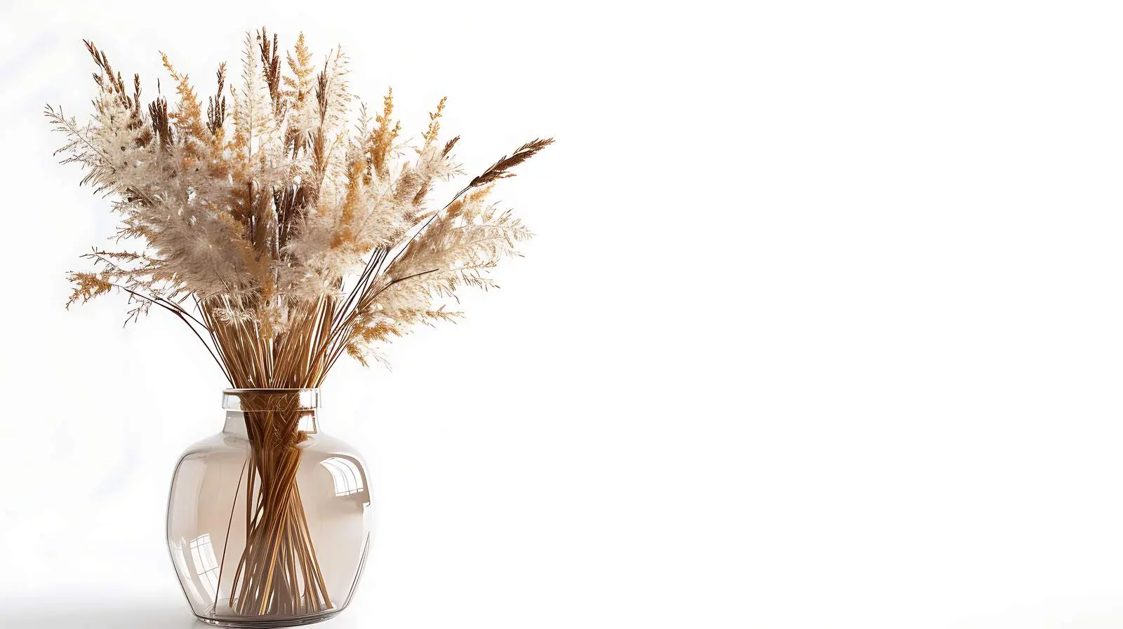 Elegant Dried Grass Bouquet in Glass Vase — free download from Dotvec