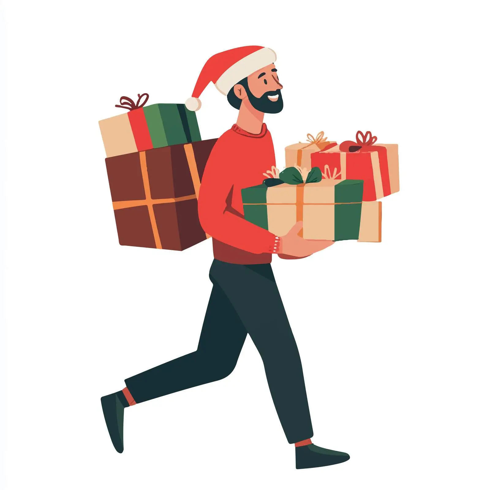 Man Carrying Christmas Gifts Elegantly — free download from Dotvec