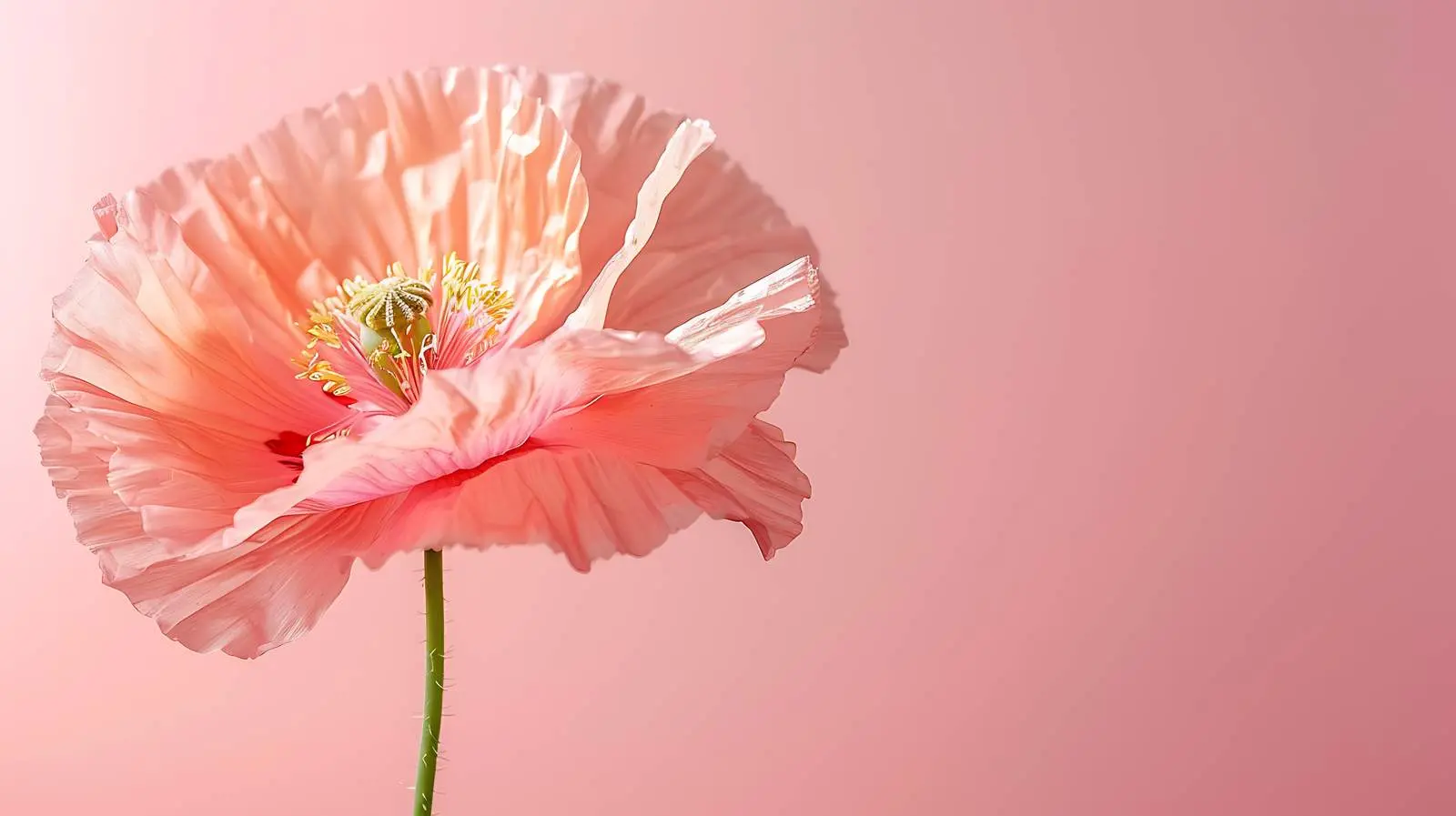 Elegant Peach Pink Poppy Flower Bud in Sunlight — free download from Dotvec