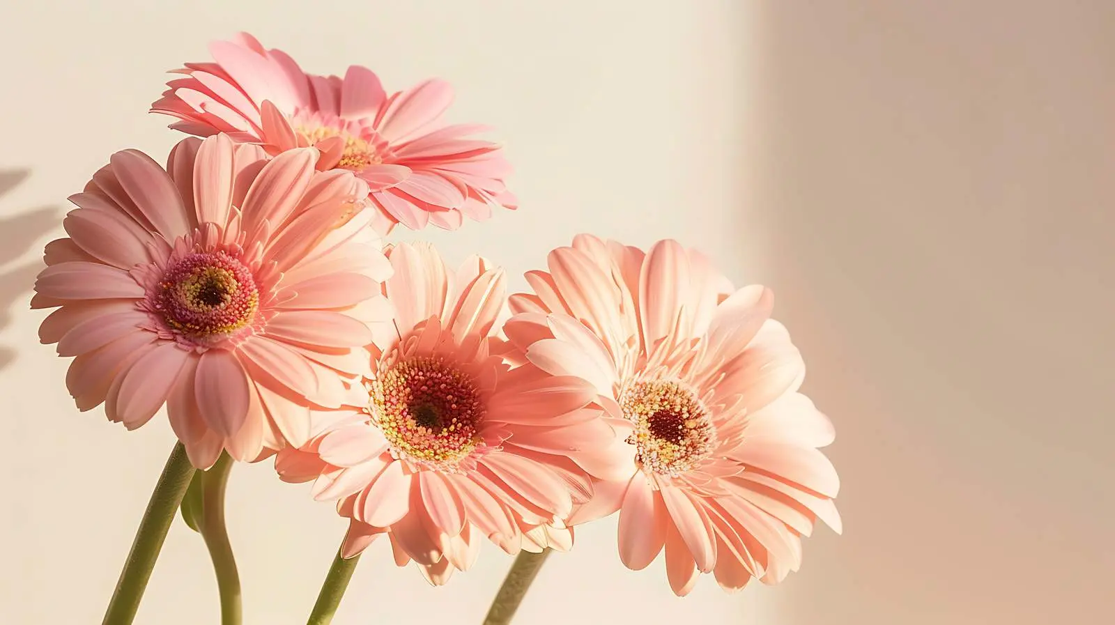 Elegant Pink Gerber Flowers with Sunlight Shadows – free positive vibes image from Dotvec