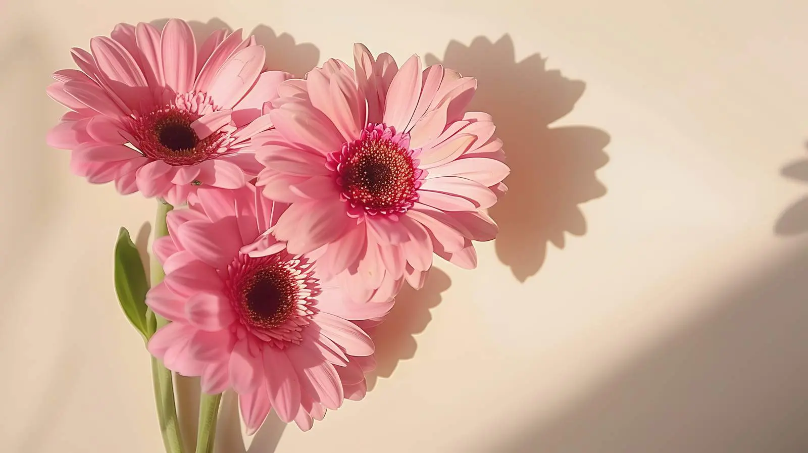 Elegant Pink Gerbera Flowers with Sunlight Shadows – free colorful flowers image from Dotvec