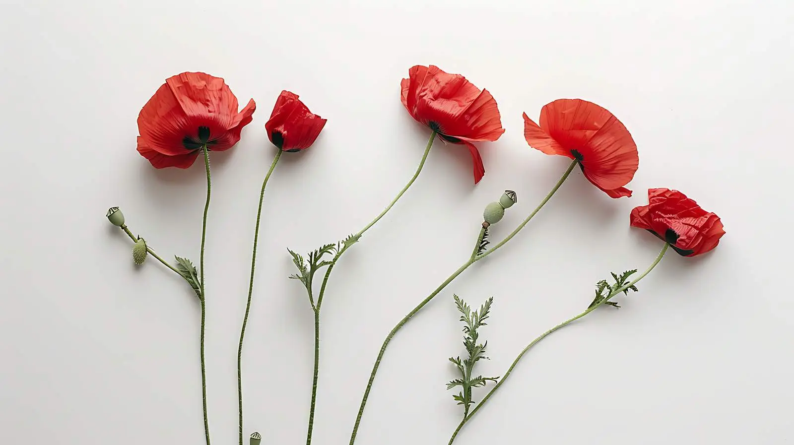 Elegant Poppy Stems Isolated on White Background – free isolation image from Dotvec