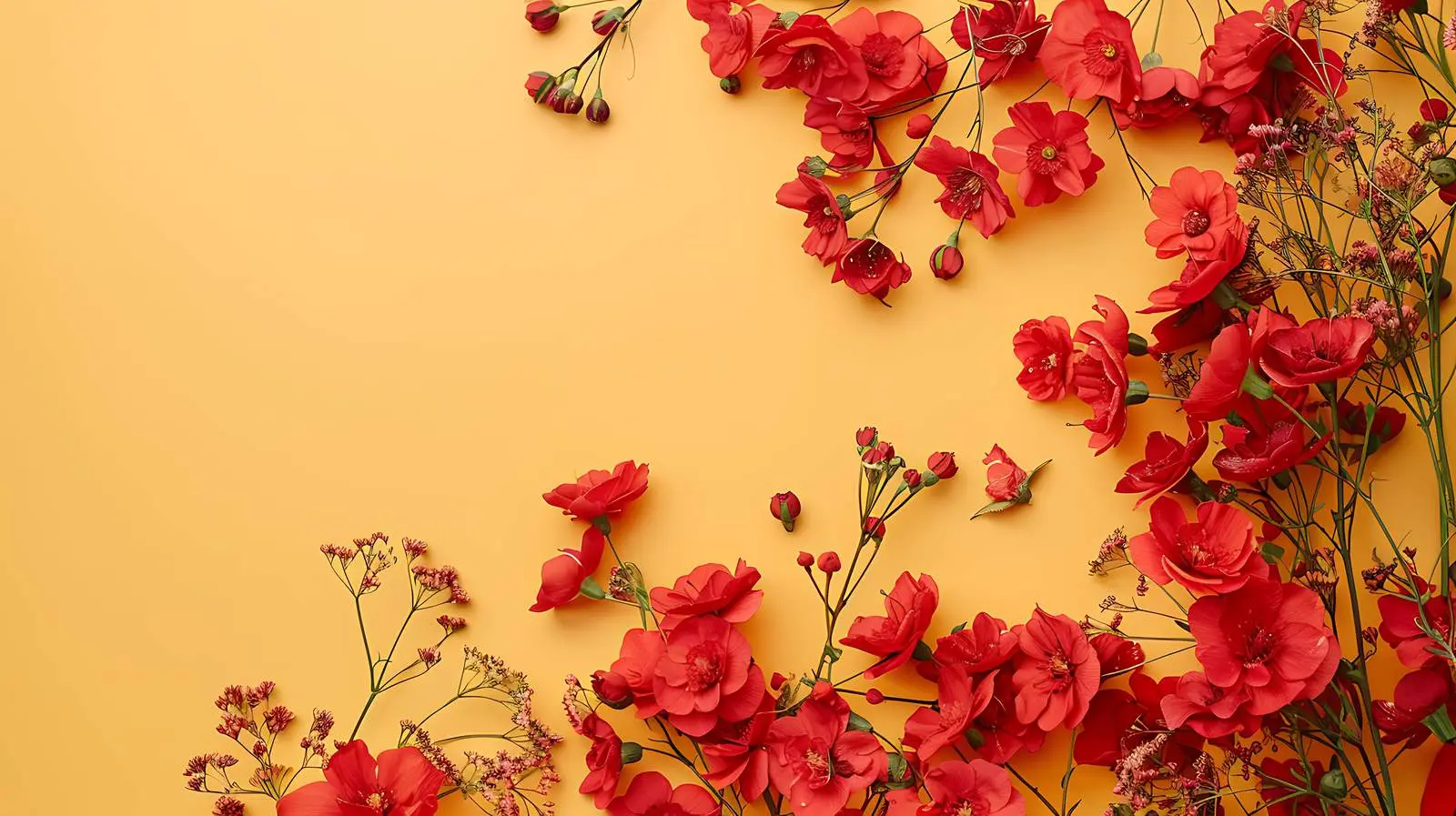 Elegant Red Flowers with Blank Mockup Space — free download from Dotvec