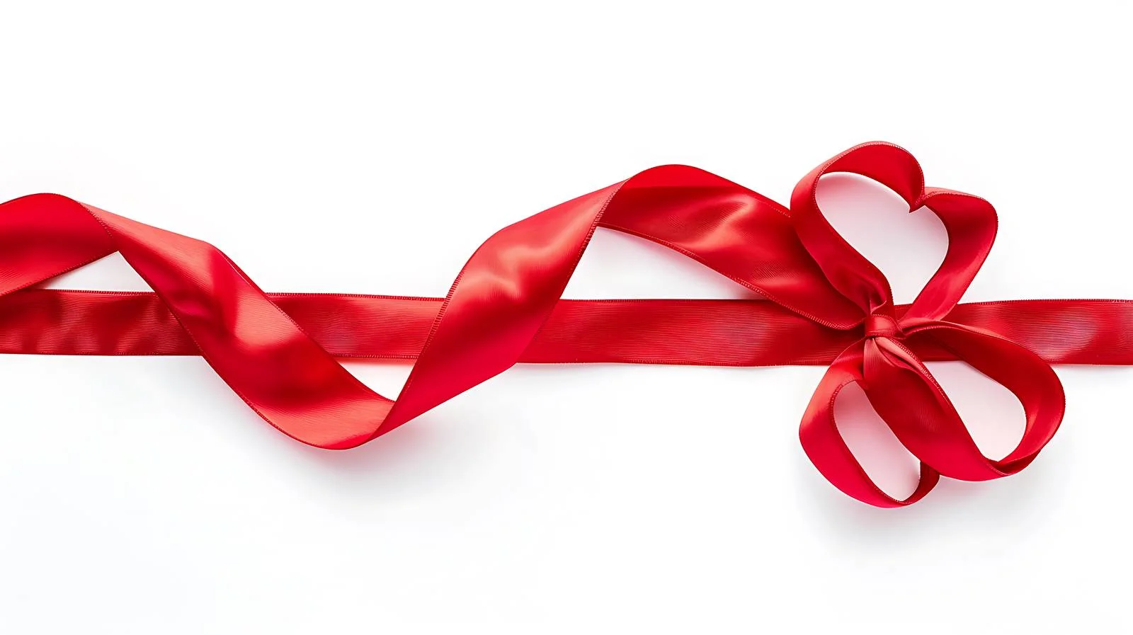 Luxurious Red Satin Heart Ribbon Decor — free download from Dotvec