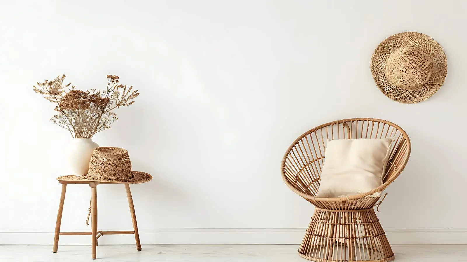 Elegant Rattan Chair with Dried Flowers Arrangement – free stylish accessories image from Dotvec
