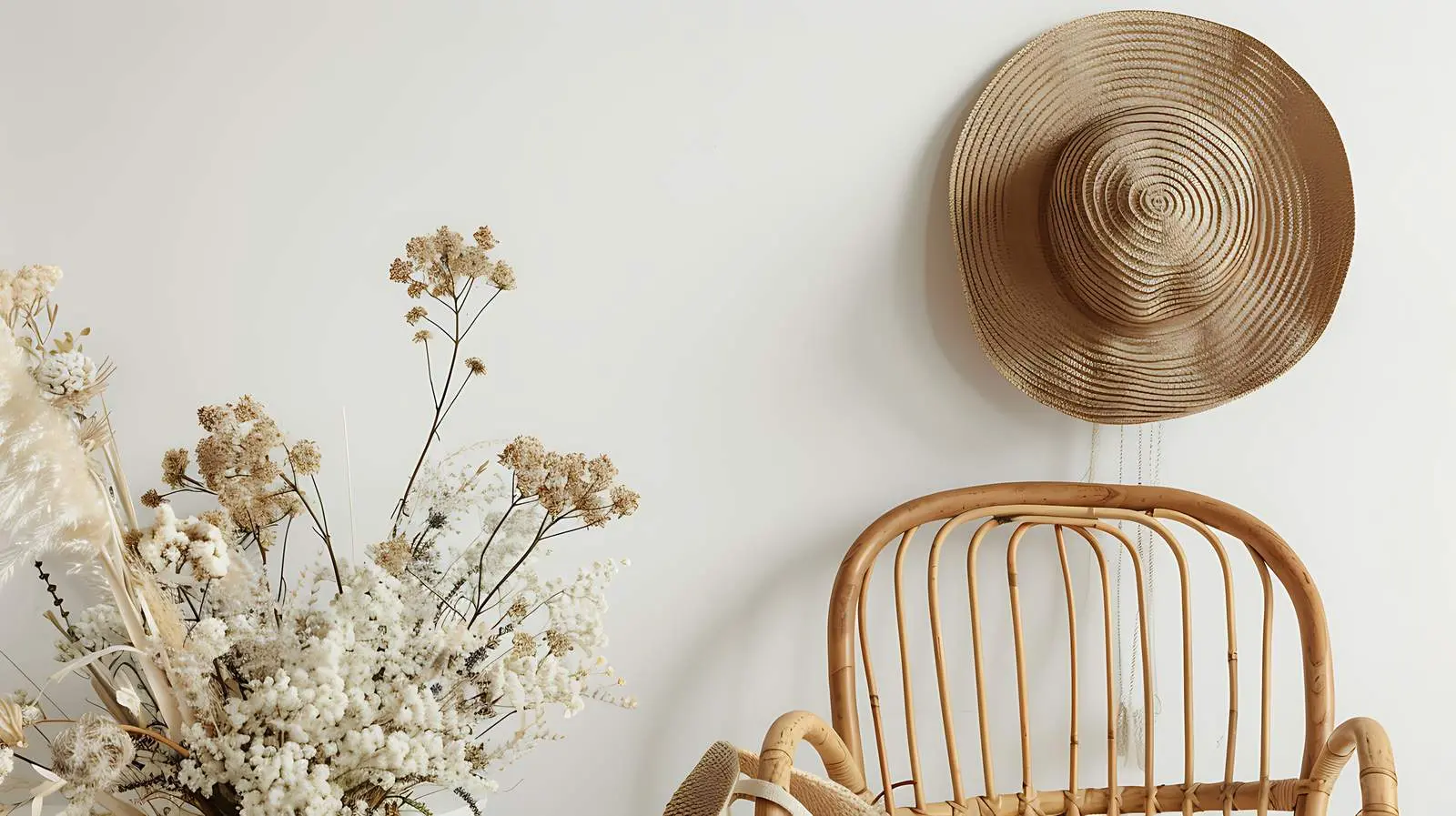 Elegant Rattan Chair with Dried Flowers Bouquet — free download from Dotvec