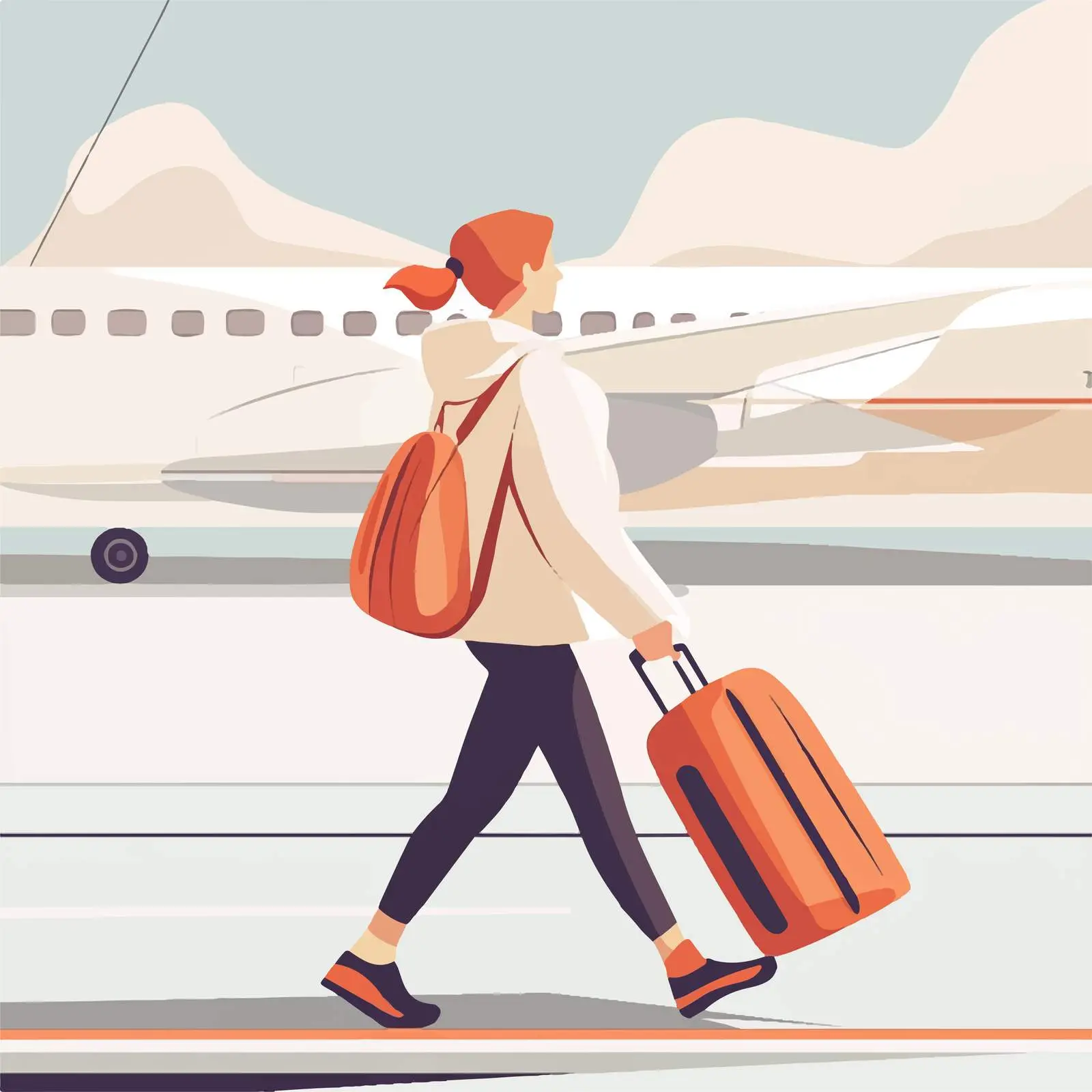 Elegant Traveler with Airplane Animation Vector — free download from Dotvec