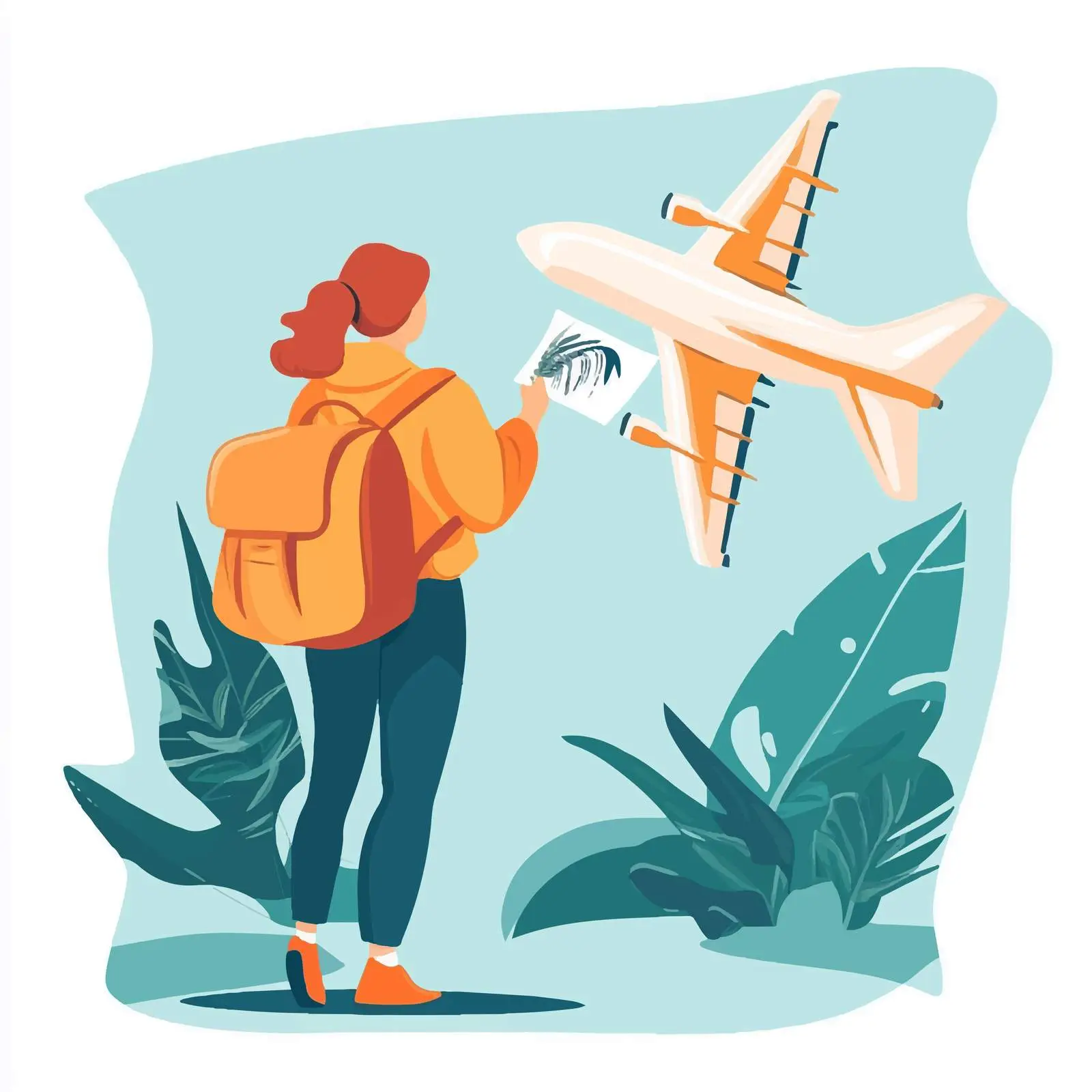 Elegant Traveler with Airplane Animation Vector — free download from Dotvec