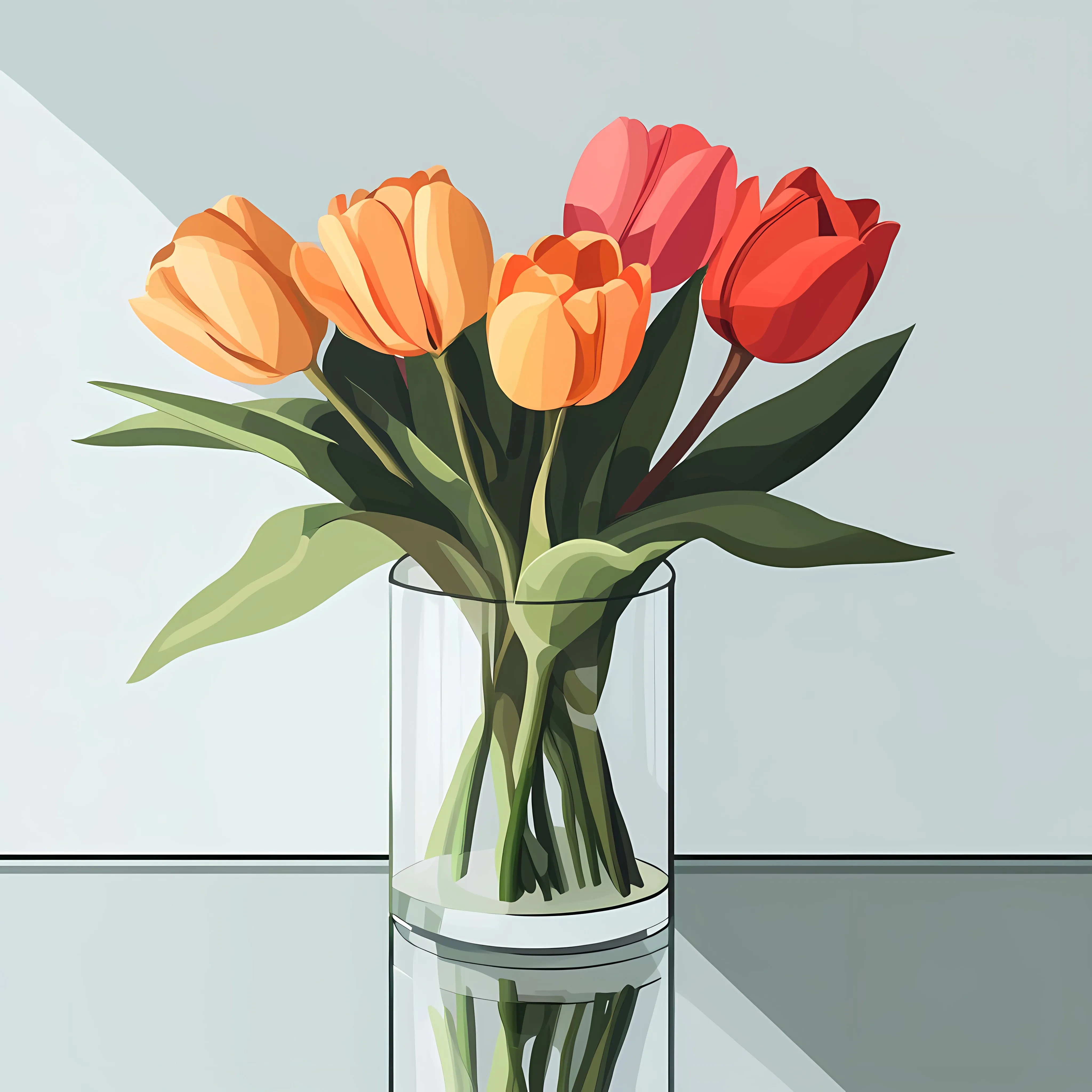 Elegant Tulip Bouquet on Modern Glass Table — free download from Dotvec