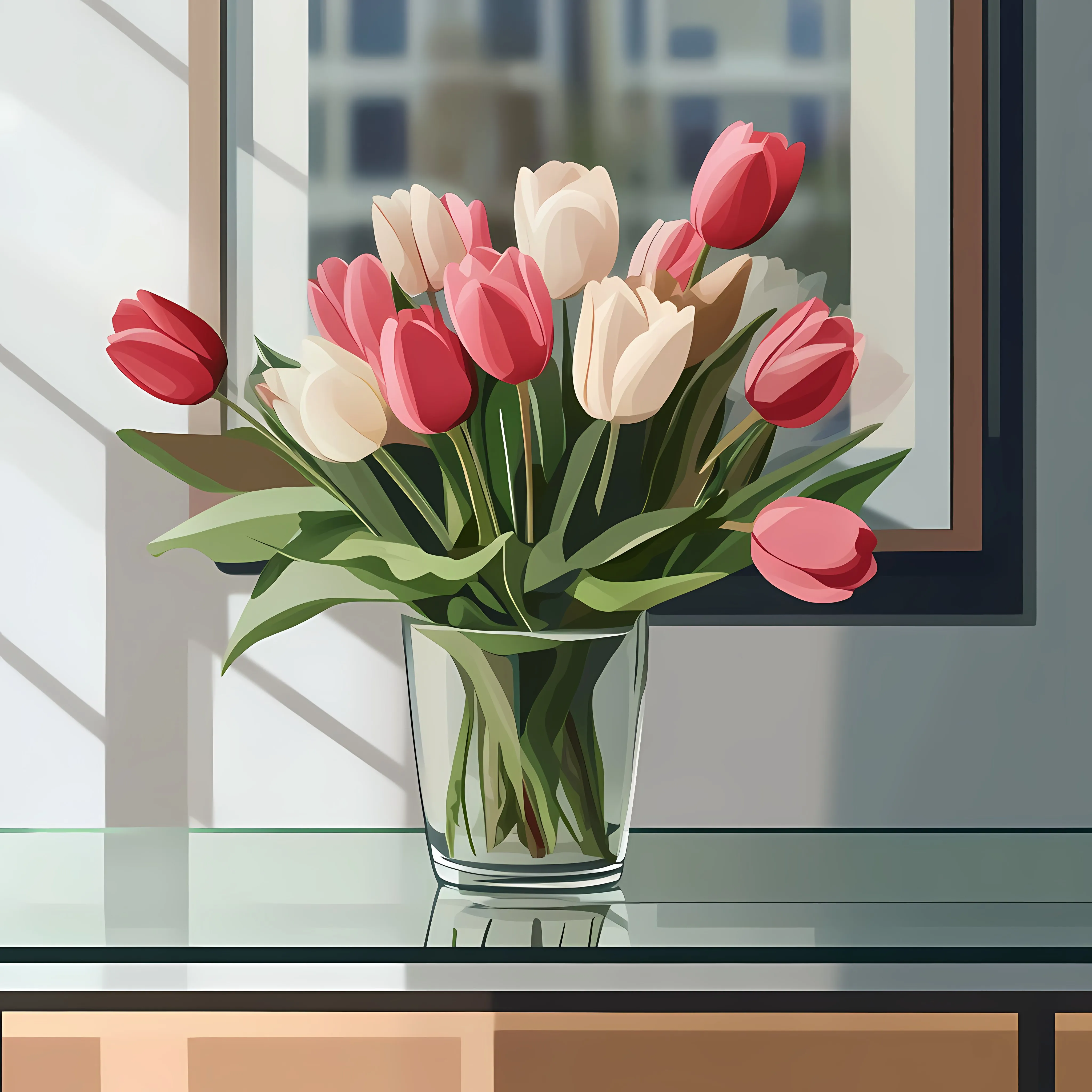 Elegant Tulip Bouquet on Modern Glass Table — free download from Dotvec