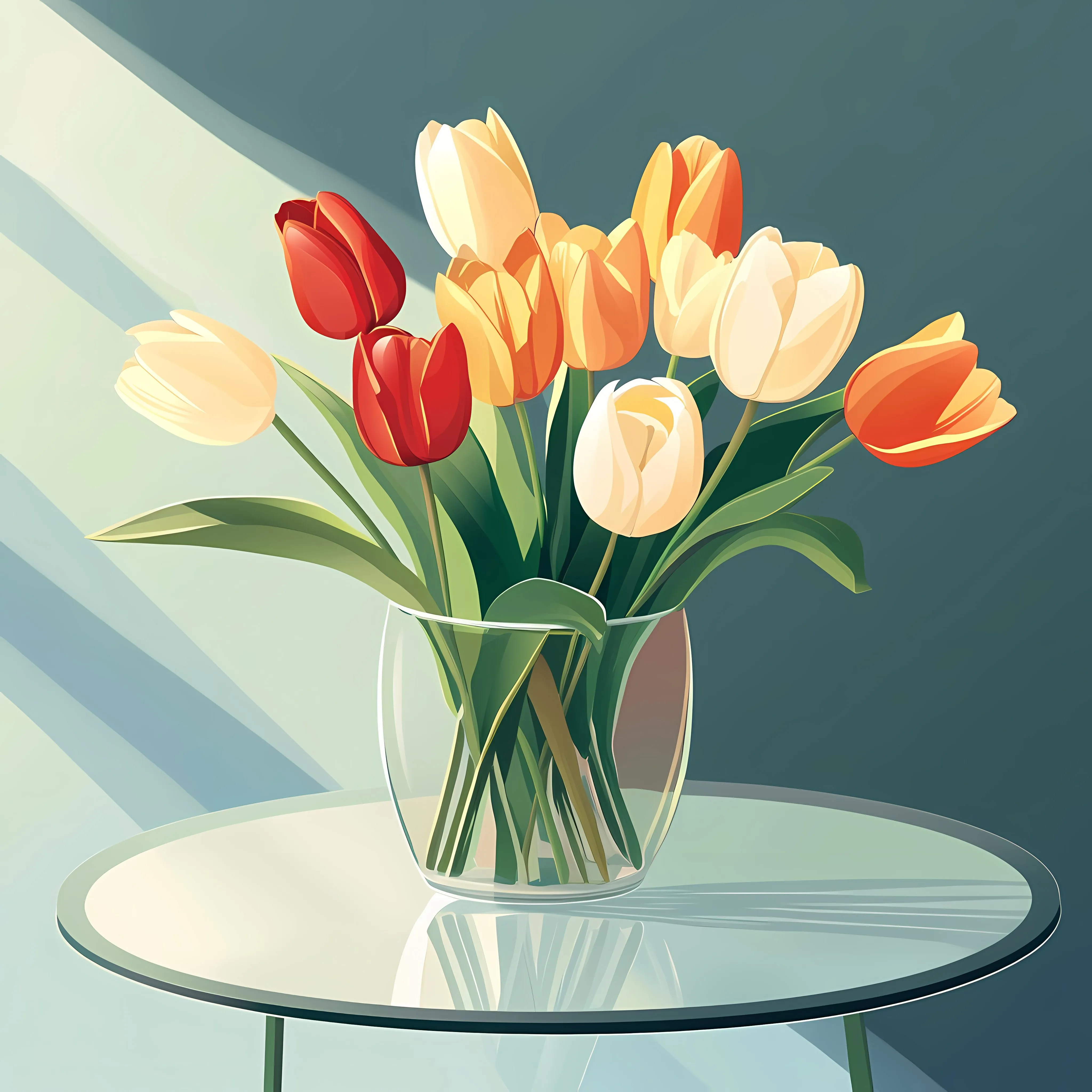 Elegant Tulip Bouquet on Glass Table — free download from Dotvec