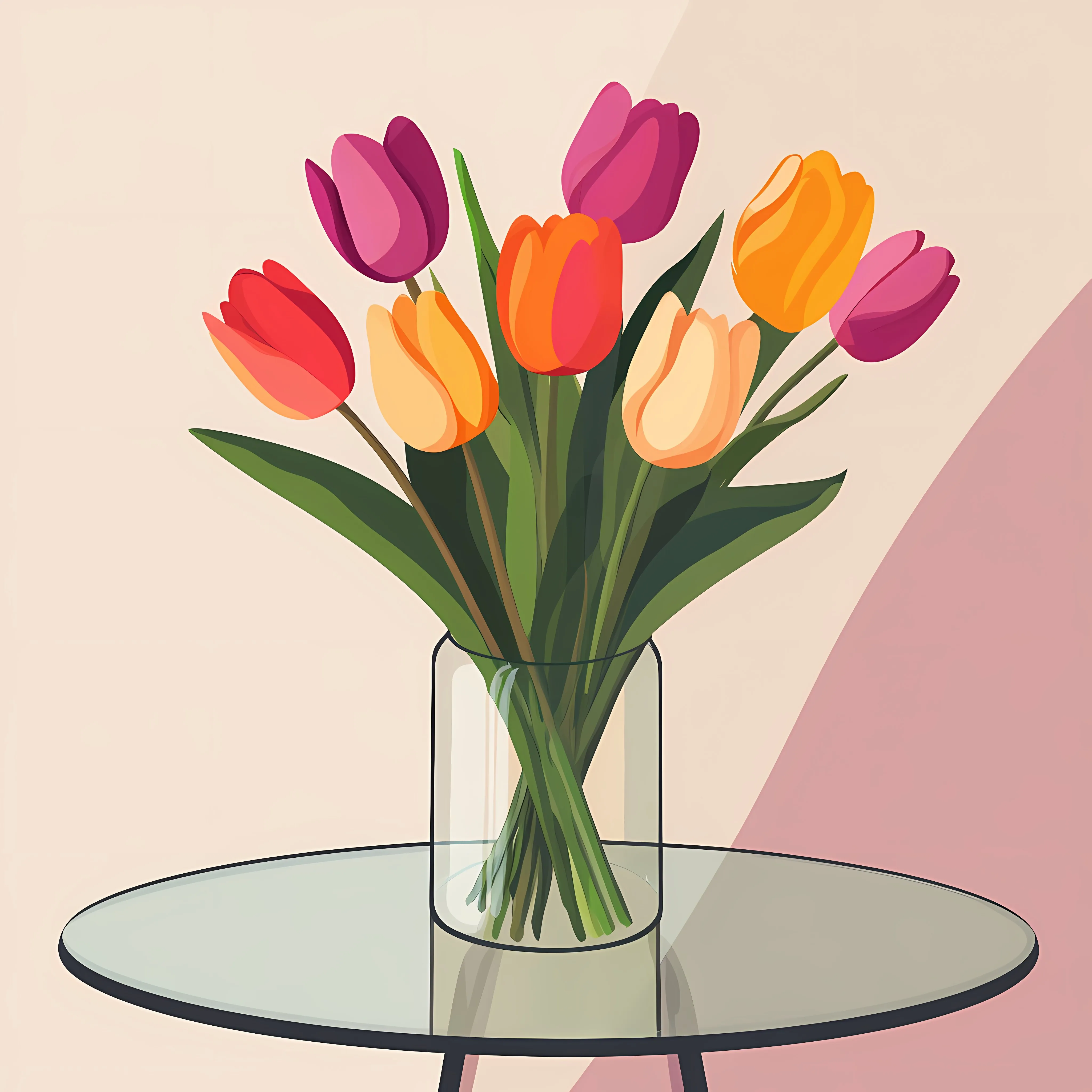 Elegant Tulip Bouquet on Modern Glass Table — free download from Dotvec