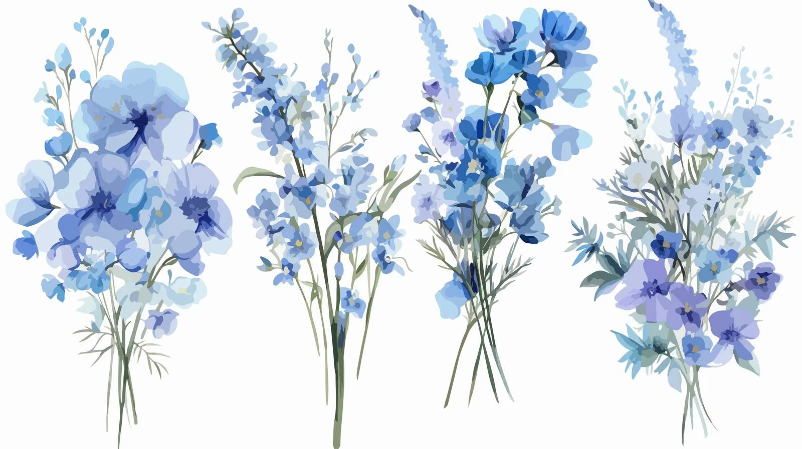 Exquisite Blue Wildflower Bouquets Collection — free download from Dotvec