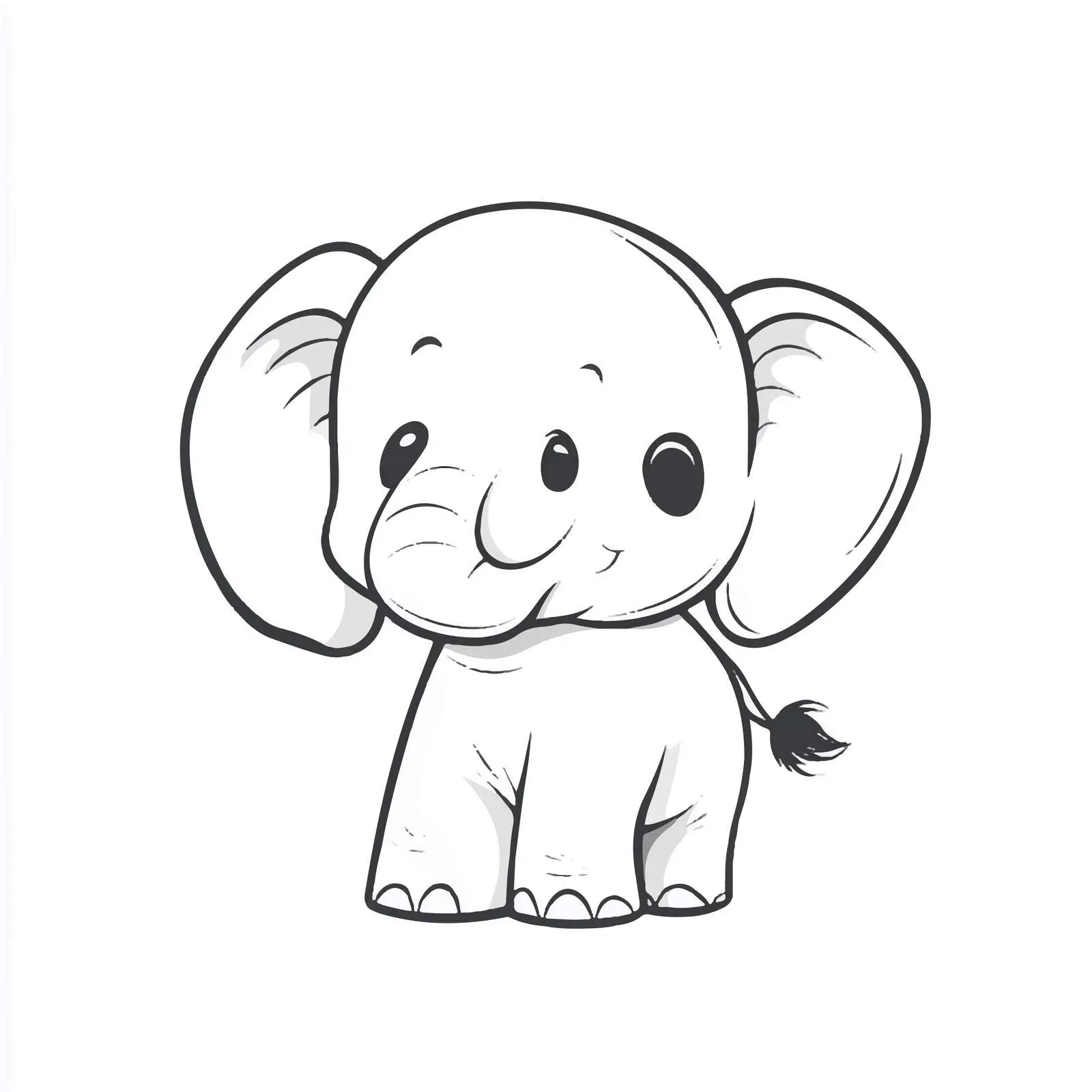 Black and White Cartoon Elephant Vector Illustration — free download from Dotvec