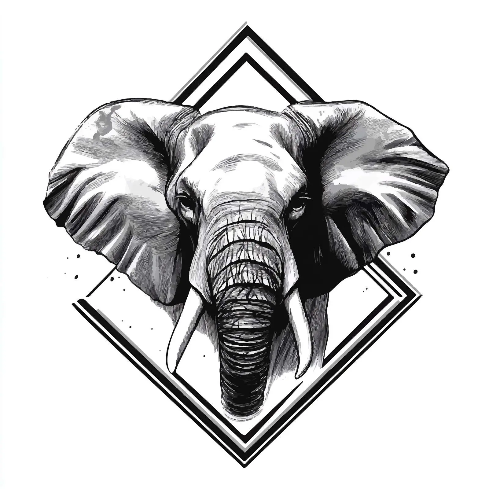 Black and White Cartoon Elephant Vector Illustration — free download from Dotvec