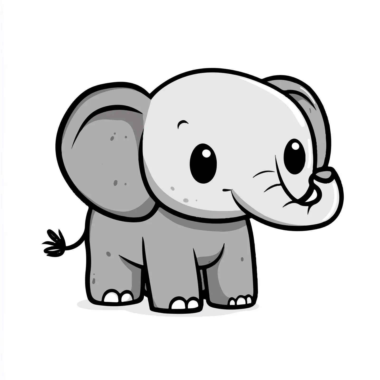Black and White Elephant Cartoon Vector Illustration — free download from Dotvec