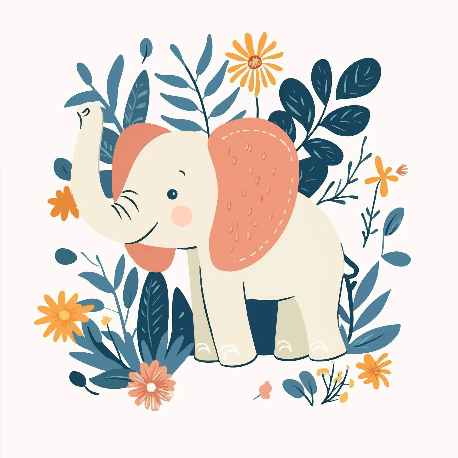 Hand-Drawn Cartoon Elephant Vector Illustration — free download from Dotvec