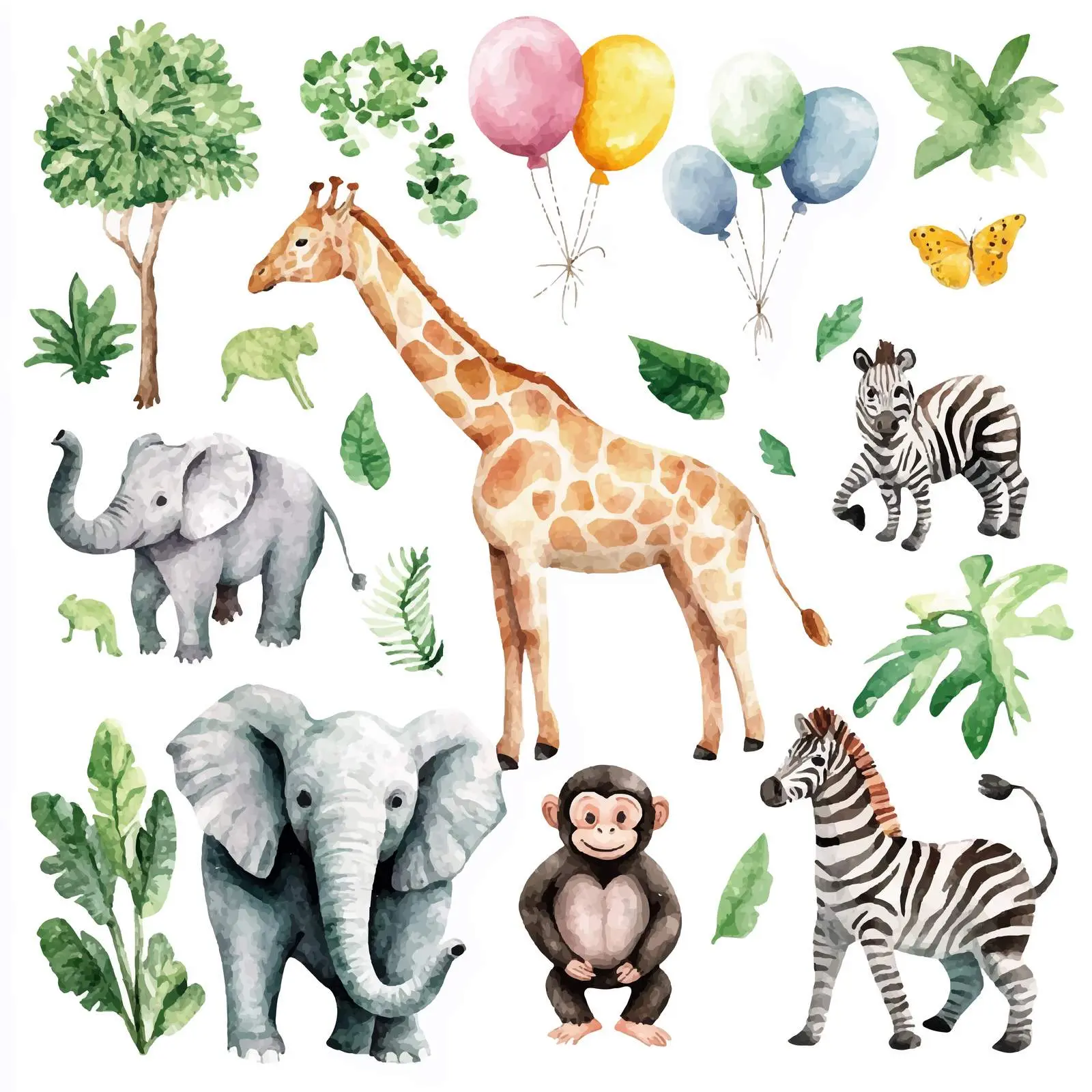 Playful Jungle Animals Vector Illustration – free zebra image from Dotvec
