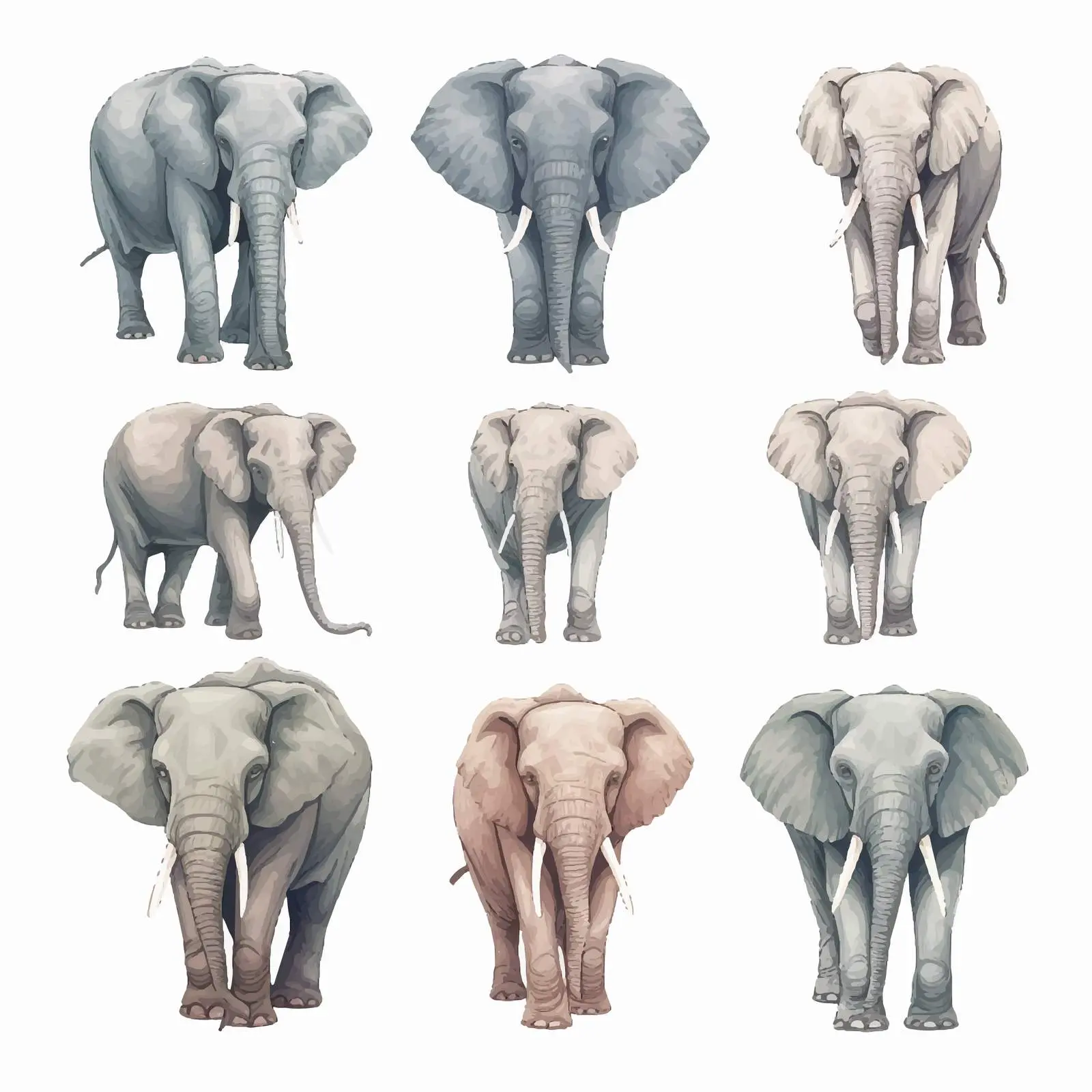 Elephant Line Art Vector Illustration on White — free download from Dotvec