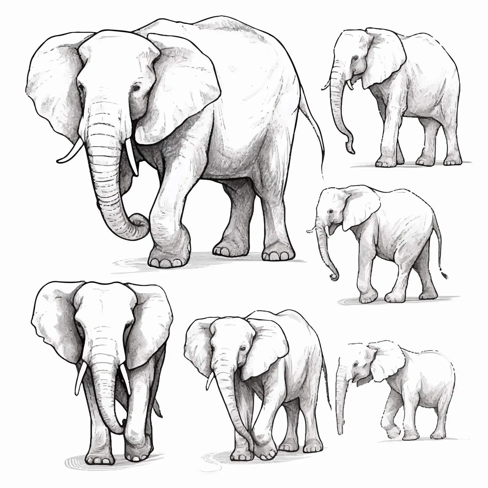 Elegant Elephant Line Art on White Background — free download from Dotvec