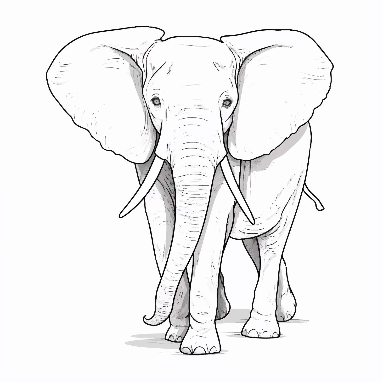 Elephant Line Vector Illustration on White Background — free download from Dotvec