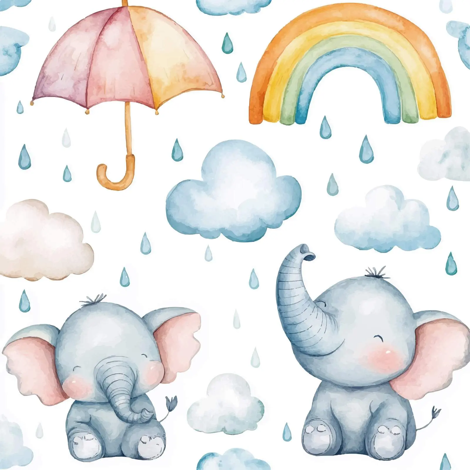 Playful Animals Under Rainbow Umbrella – free umbrella image from Dotvec