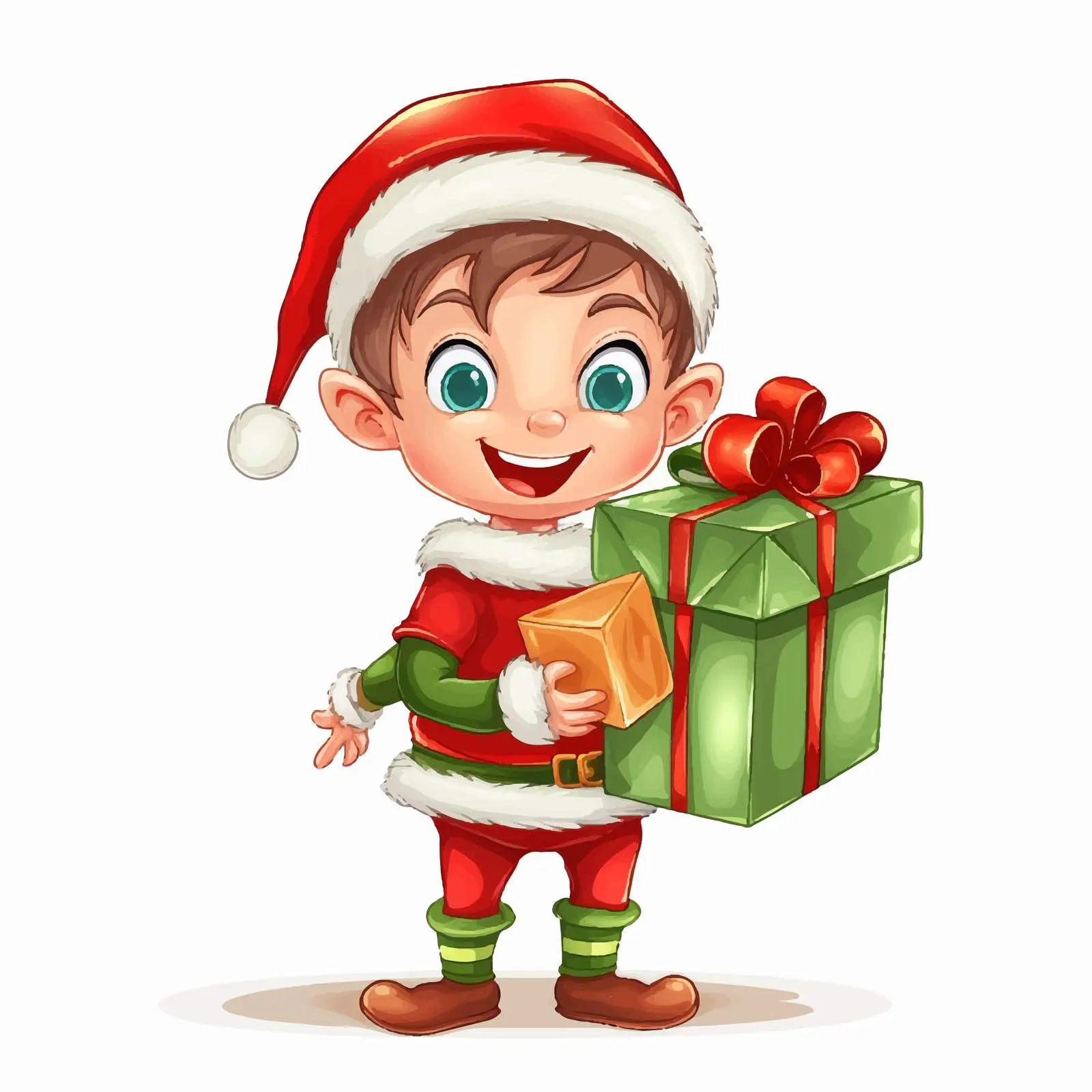 Christmas Gift Delivery by Elves Vector Illustration — free download from Dotvec