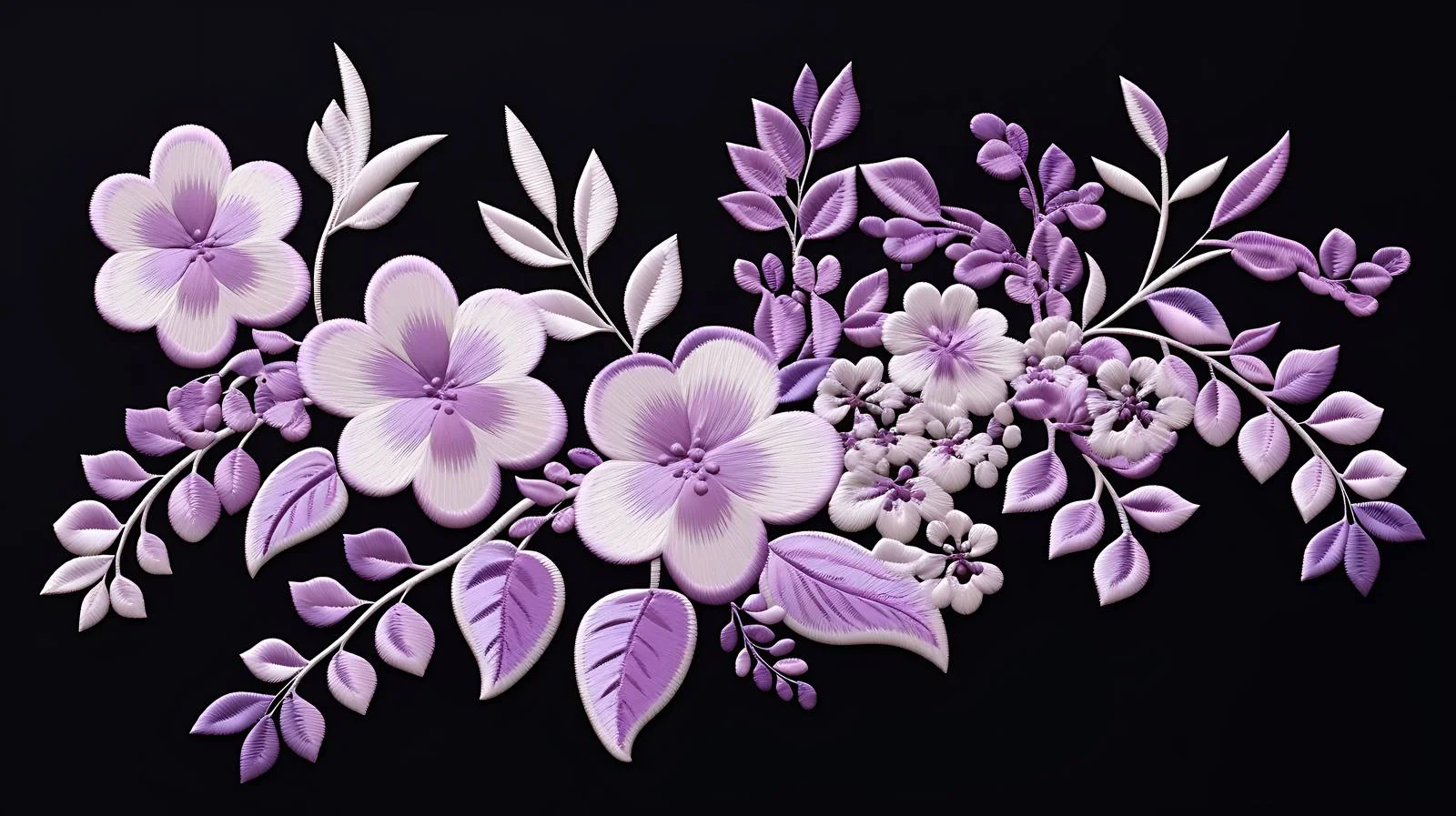 Lilac Flowers Embroidered Composition — free download from Dotvec