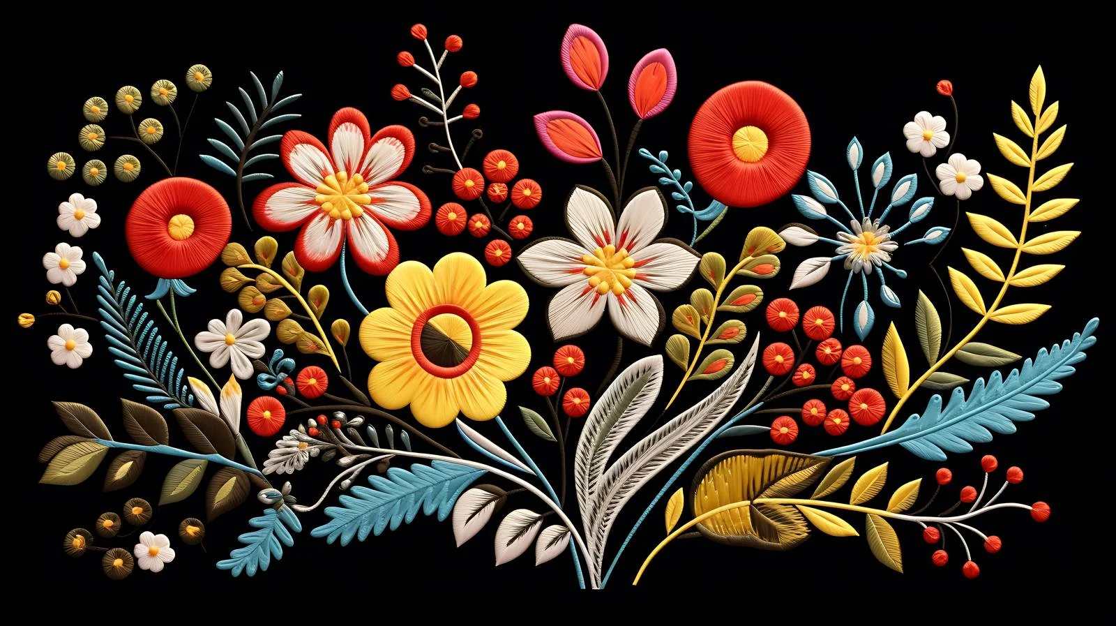 Exquisite Floral Embroidery of Wild and Garden Flowers — free download from Dotvec