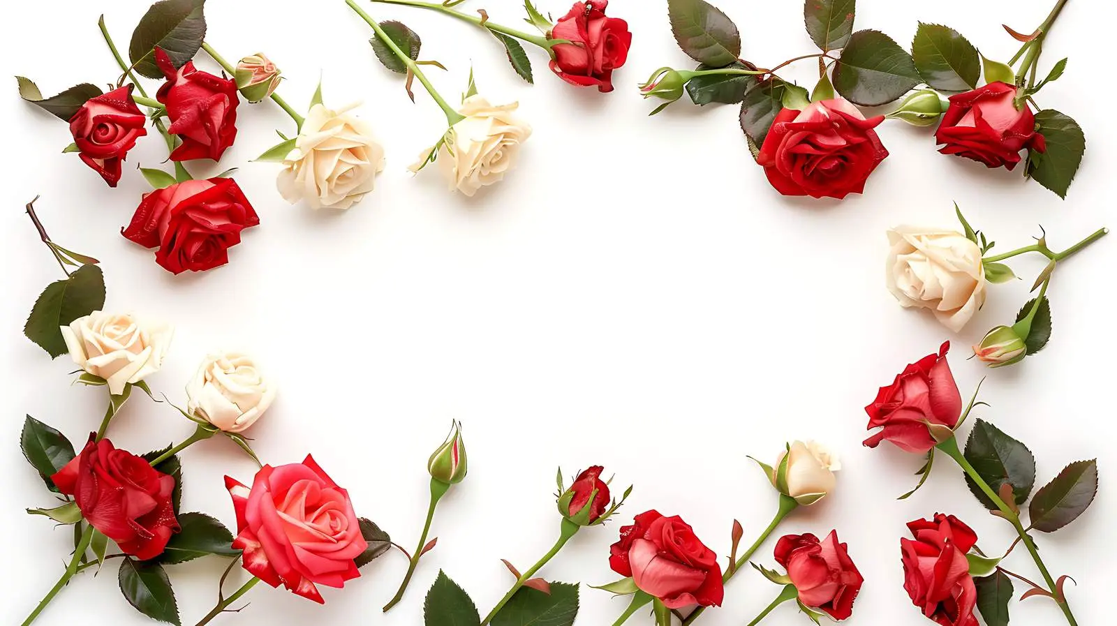 Embroidery Frame with Red and Beige Roses – free craft supplies image from Dotvec