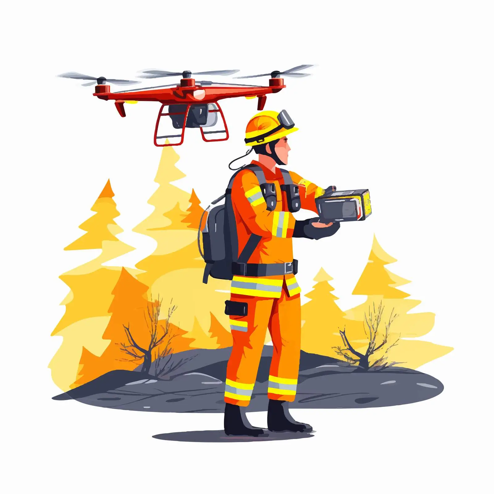 Emergency Worker Using Copter for Firefighting — free download from Dotvec