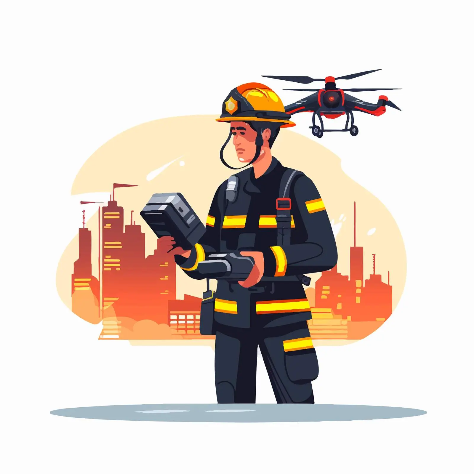 Emergency Worker Utilizing Copter for Firefighting — free download from Dotvec
