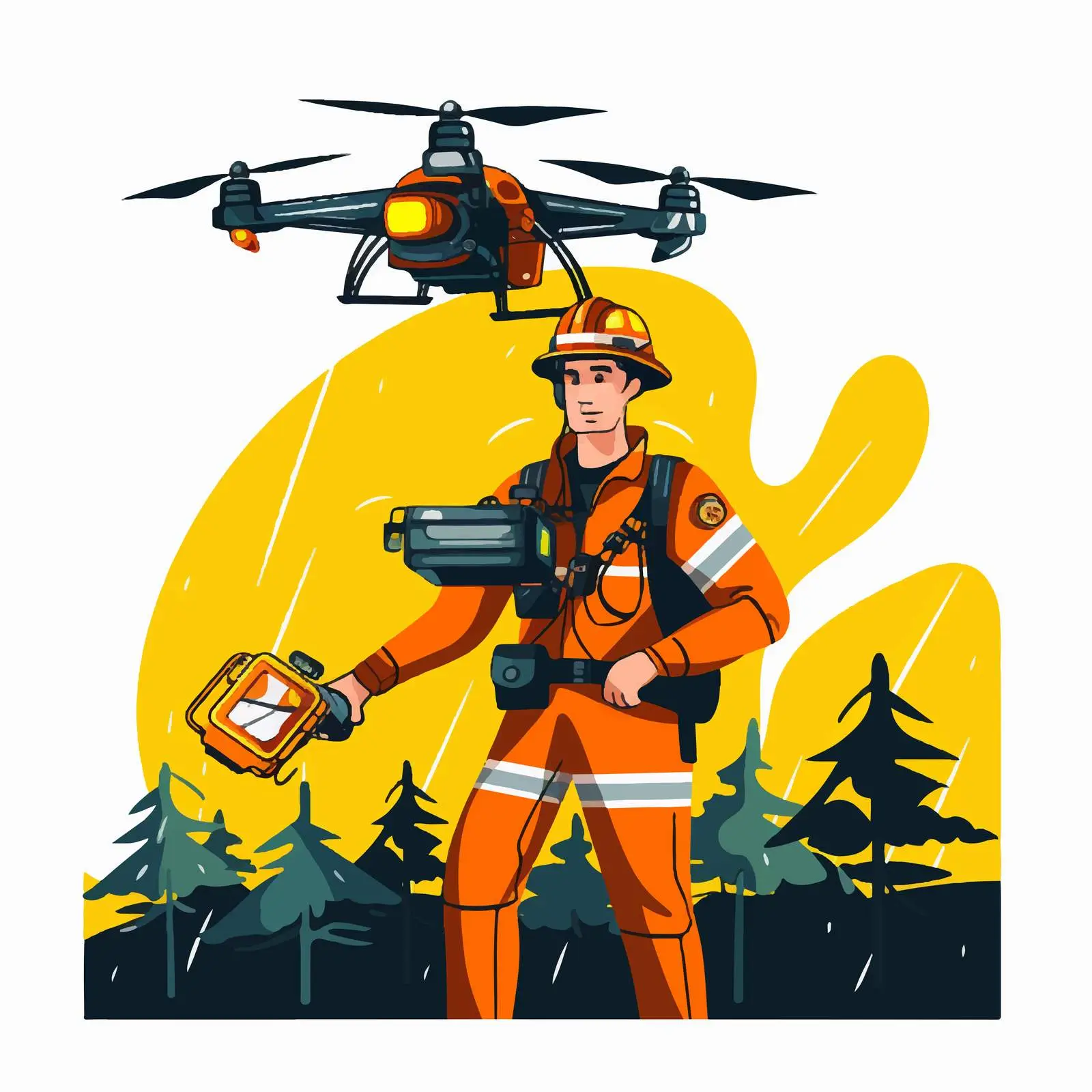 Emergency Worker Using Copter for Firefighting — free download from Dotvec
