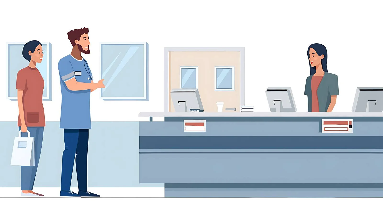 Hospital Receptionist Welcoming Visitors — free download from Dotvec