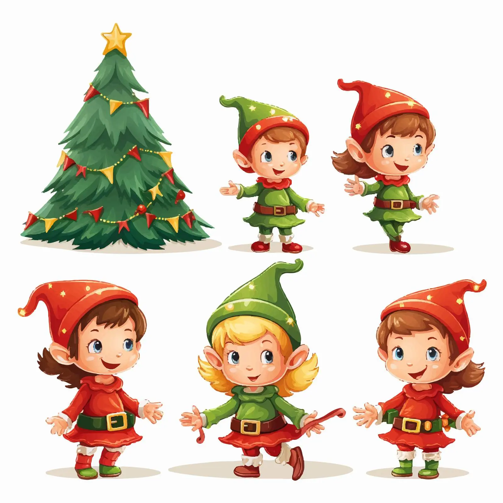 Christmas Theme Banner with Cartoon Elves — free download from Dotvec