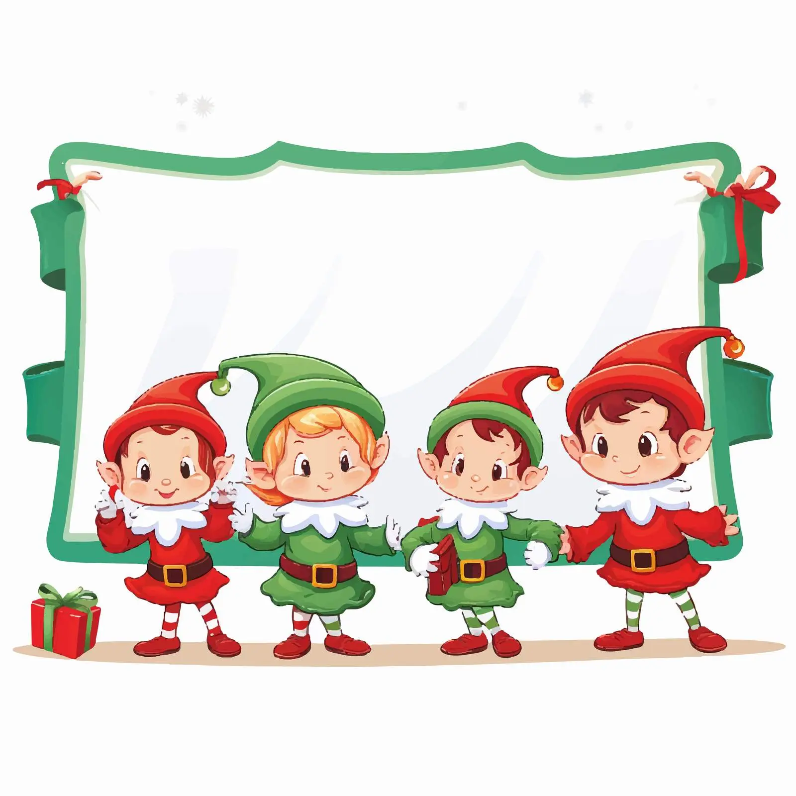 Christmas Elves Cartoon Themed Empty Banner — free download from Dotvec