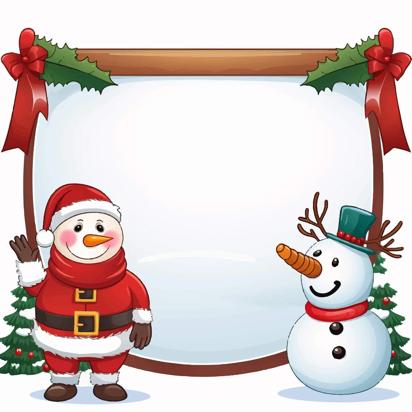 Christmas Theme Empty Banner with Snowman and Reindeer — free download from Dotvec