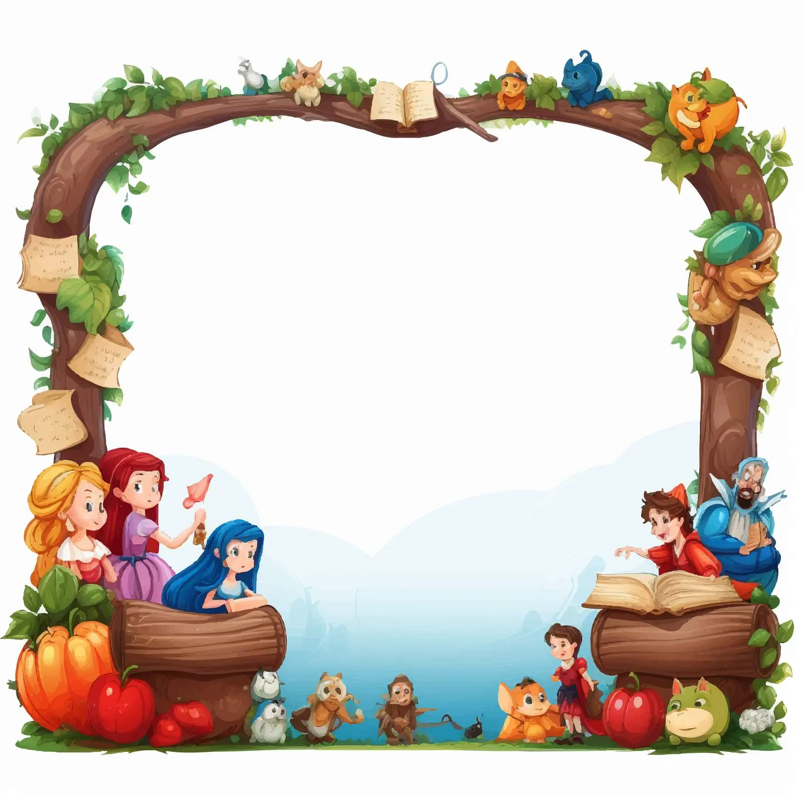 Fairy Tale Cartoon Character Empty Banner Design — free download from Dotvec
