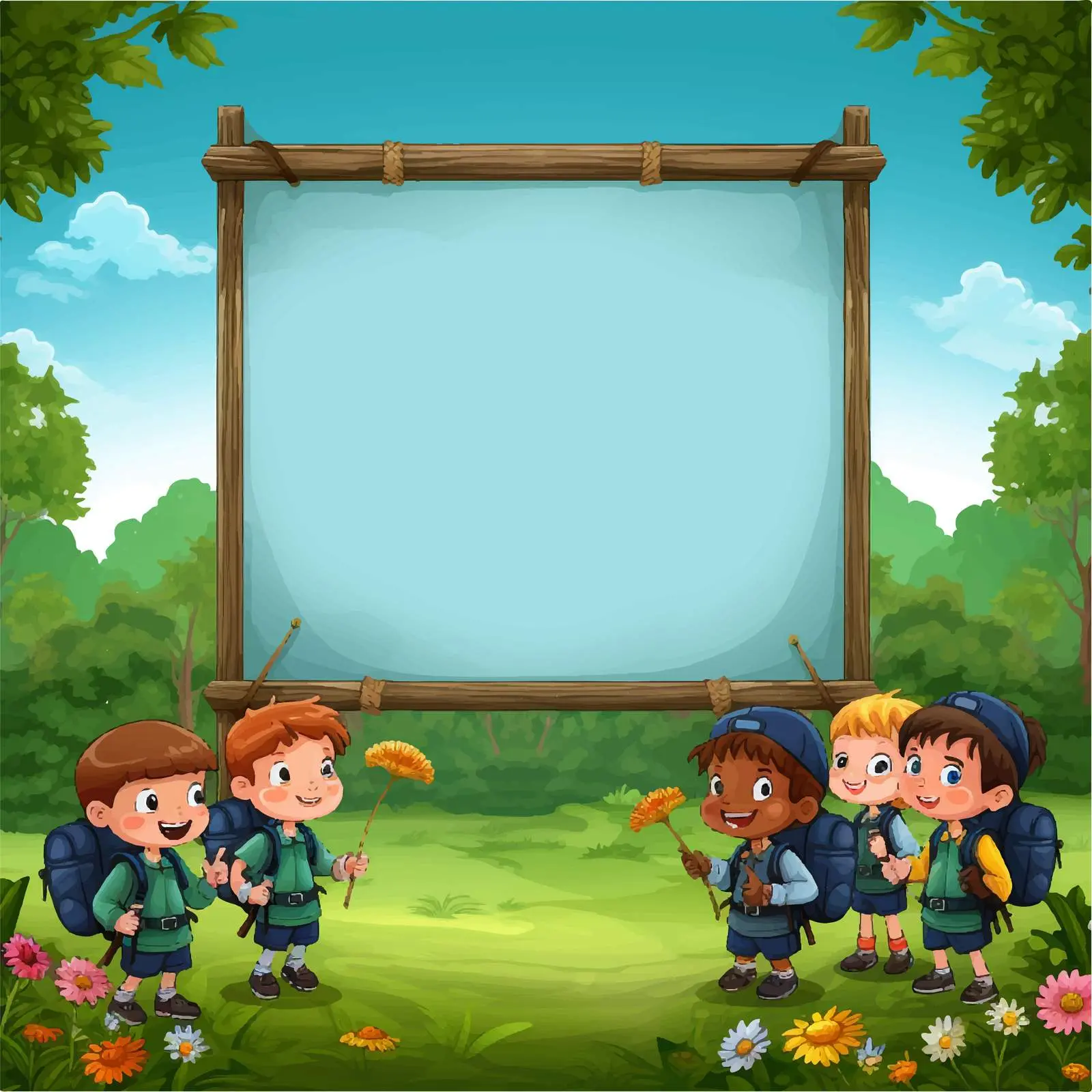 Kids Exploring Nature with Blackboard — free download from Dotvec