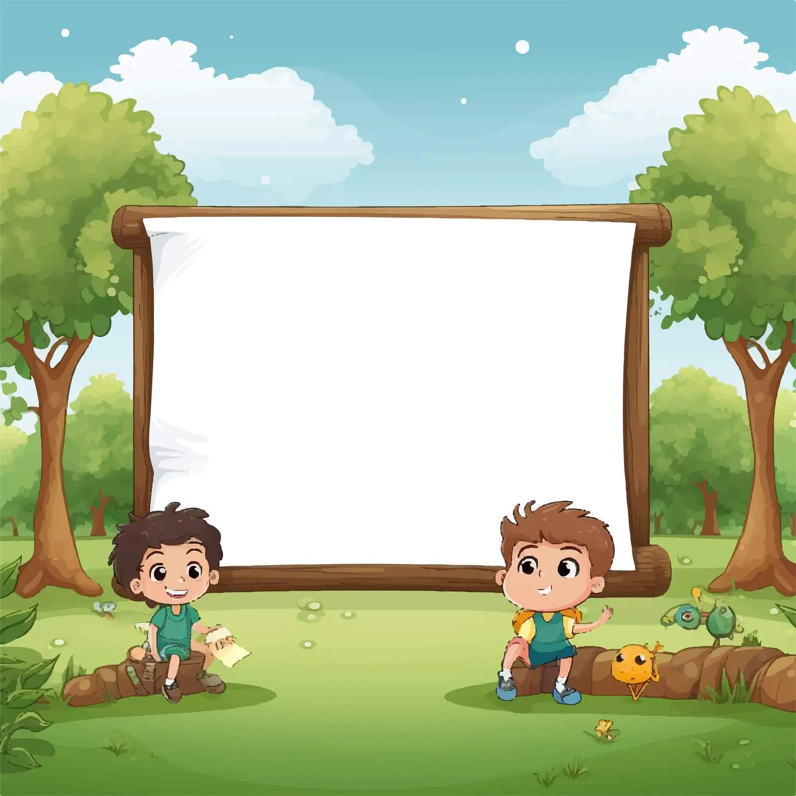 Kids Reading on a Blackboard in Nature — free download from Dotvec